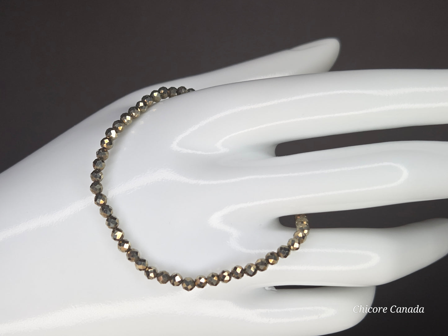 Dainty Faceted Pyrite Bracelet – Refined Elegance in Golden Glow