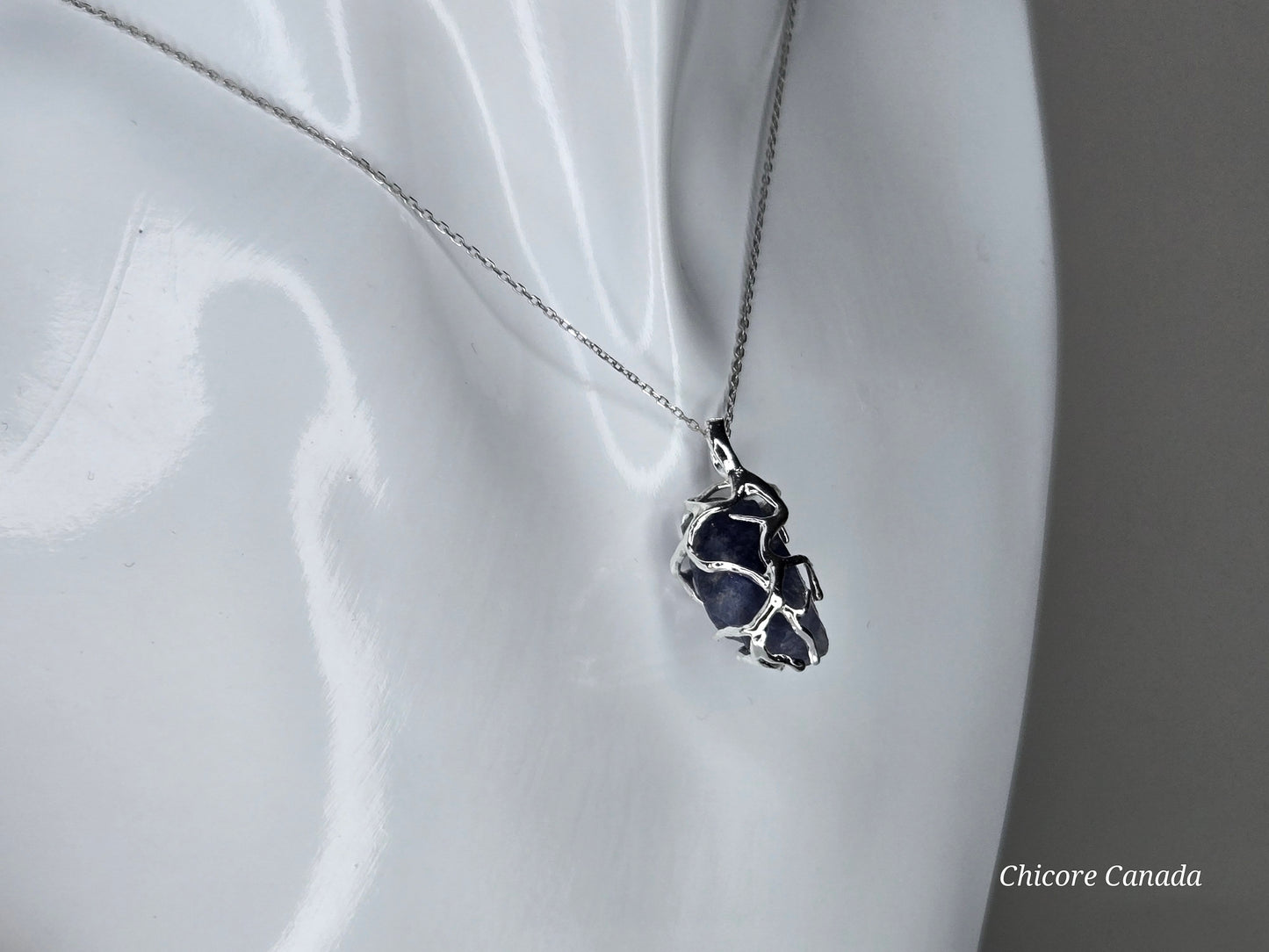 Royal Midnight — Handmade Natural Sapphire Pendant with Adjustable Necklace