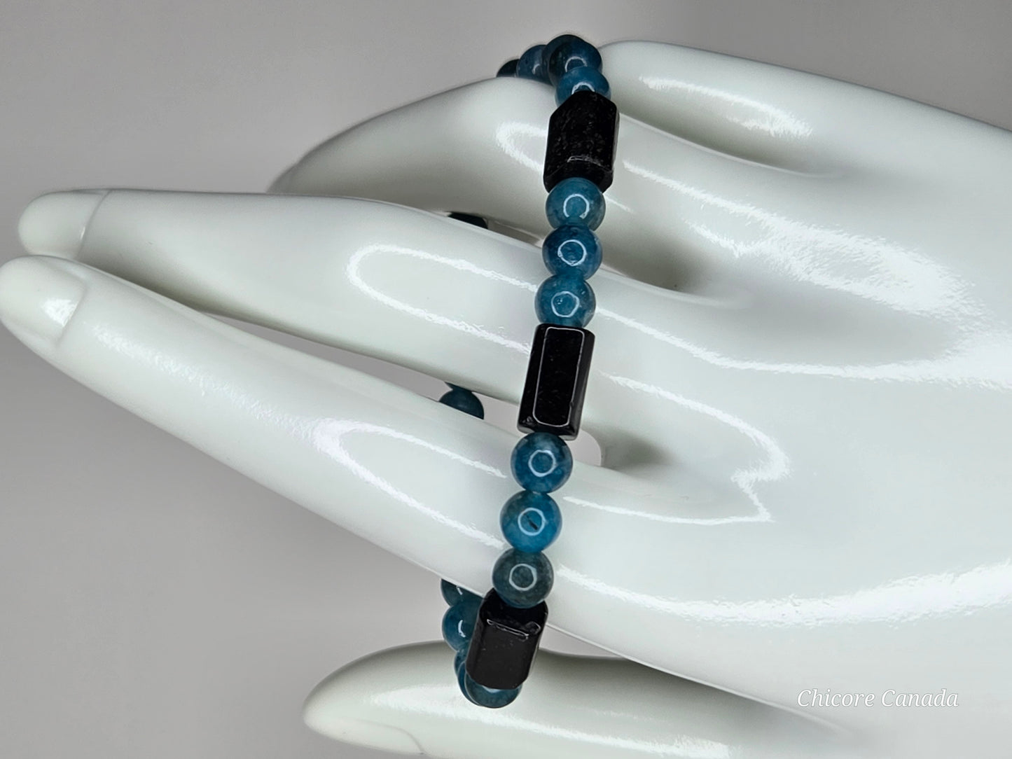 Awaken & Protect – Blue Apatite & Black Tourmaline Bracelet