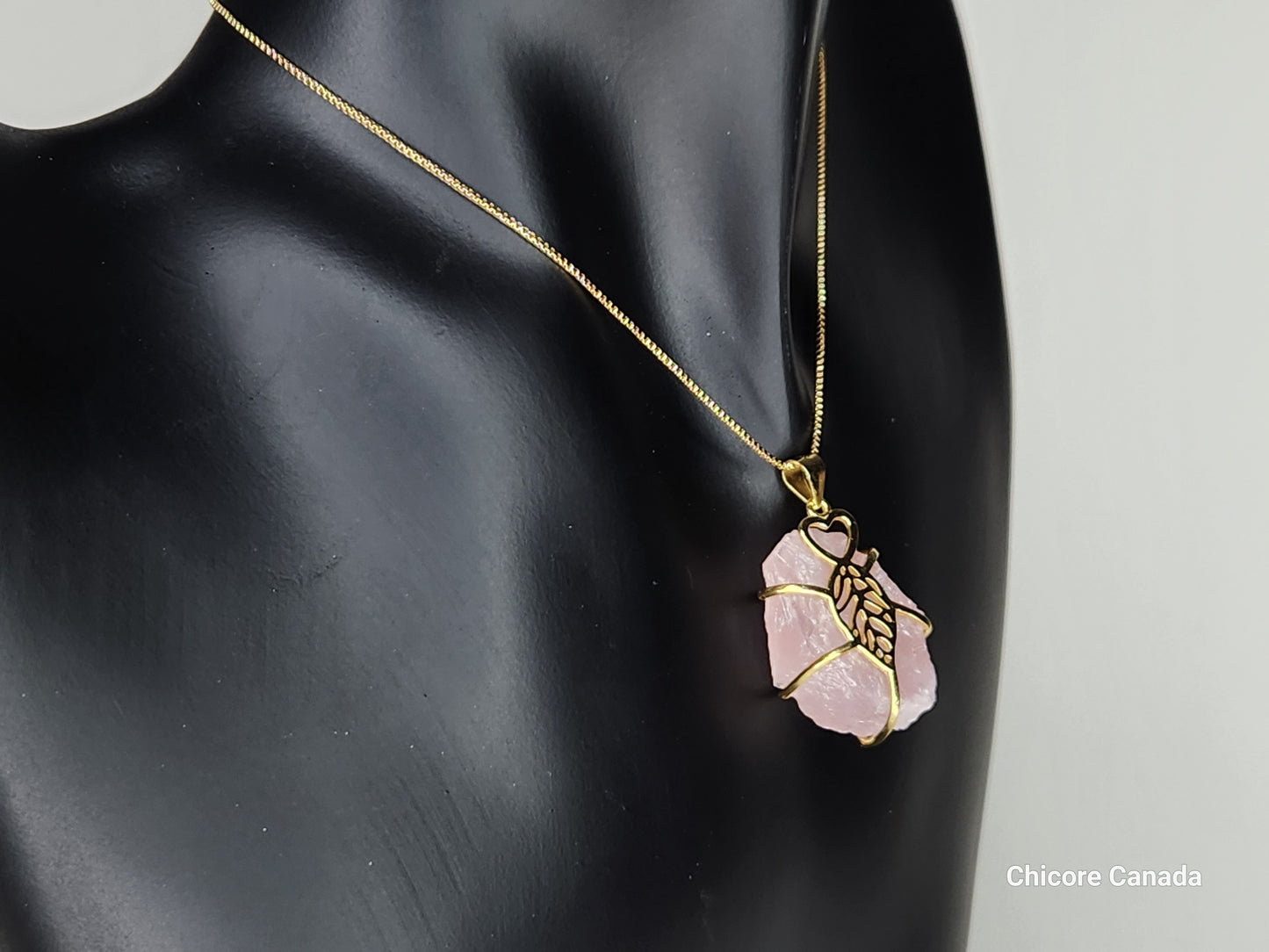 Pendentif en argent sterling 925 avec quartz rose Eternal Love – Un symbole romantique d'élégance intemporelle