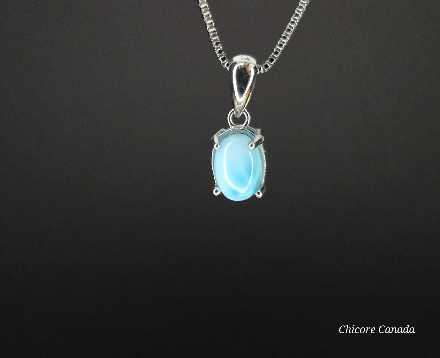 Ocean’s Whisper – Dainty Handmade Larimar Pendant on 925 Sterling Silver Adjustable Necklace