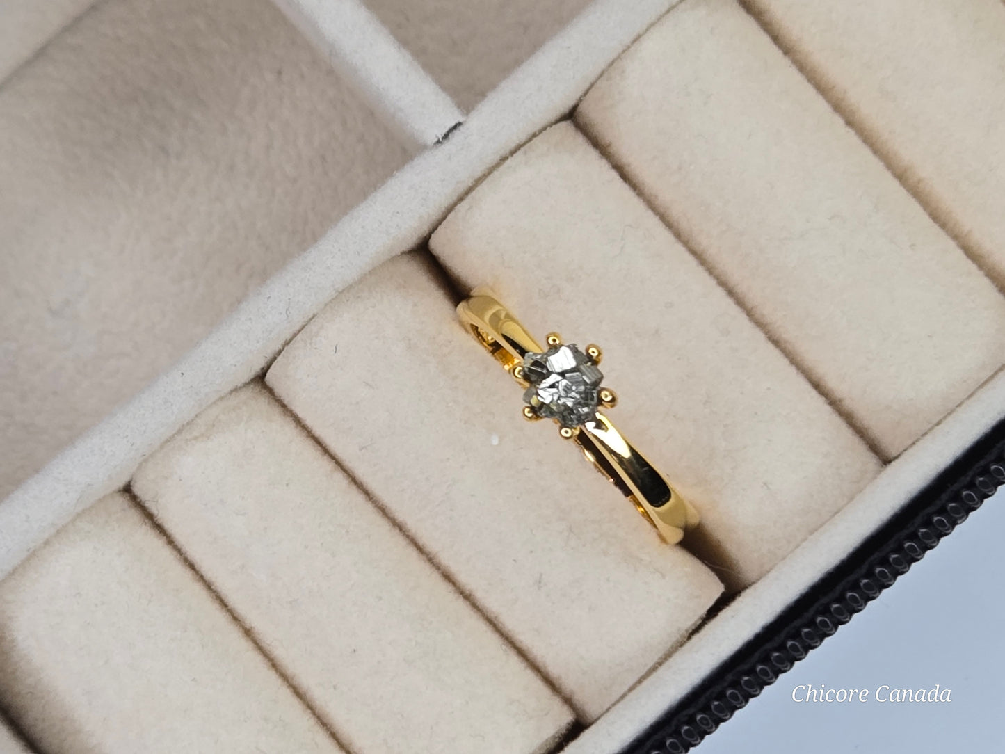 Bague ajustable en pyrite brute faite à la main en argent sterling 925 – Design luxueusement délicat