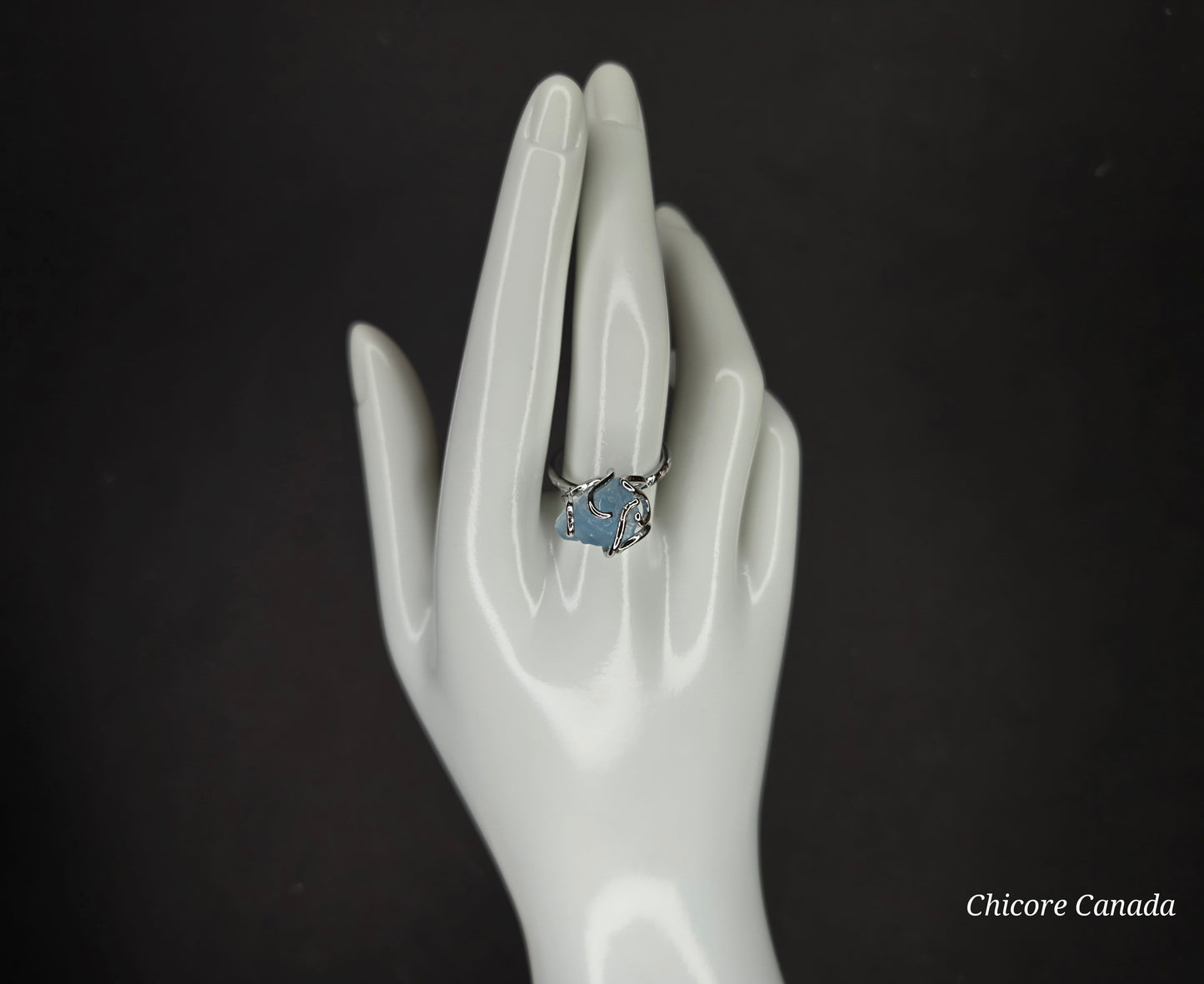 Timeless 925 Sterling Silver Adjustable Aquamarine Ring
