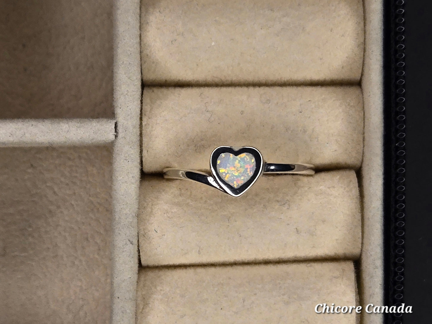 Heart-Shaped Opal 925 Sterling Silver Adjustable Ring – A Radiant Symbol of Love & Elegance