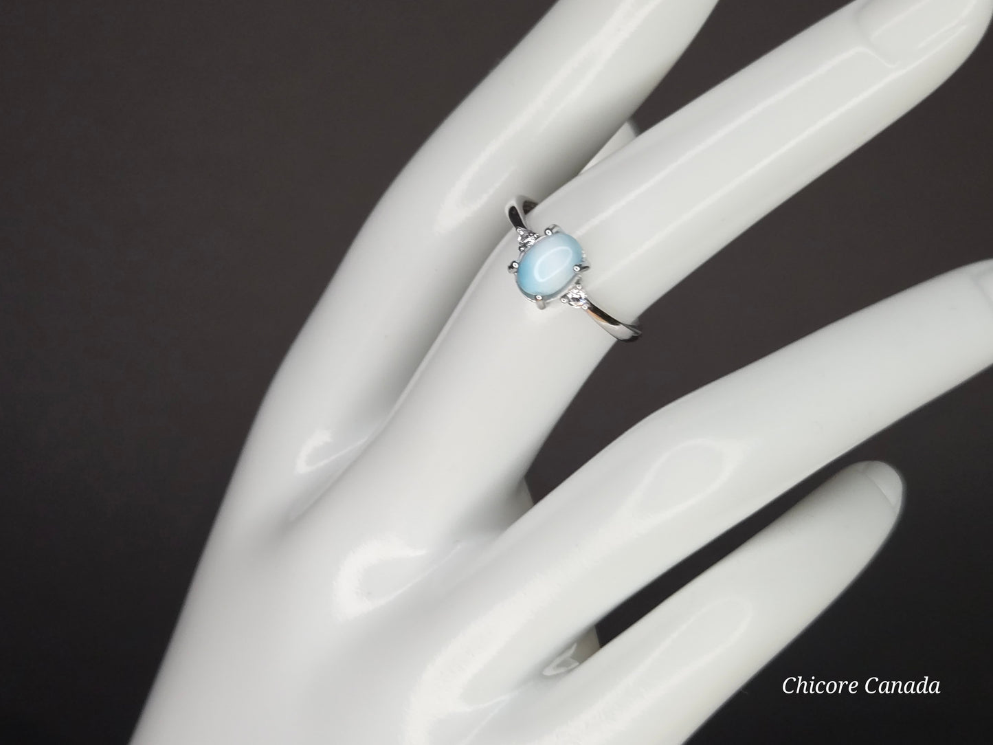 Caribbean Charm – Handmade Larimar Adjustable Silver Ring