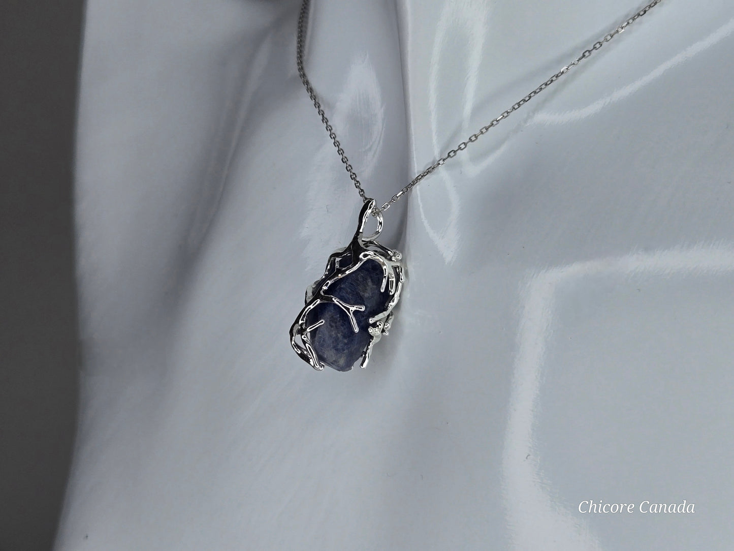 Royal Midnight — Handmade Natural Sapphire Pendant with Adjustable Necklace