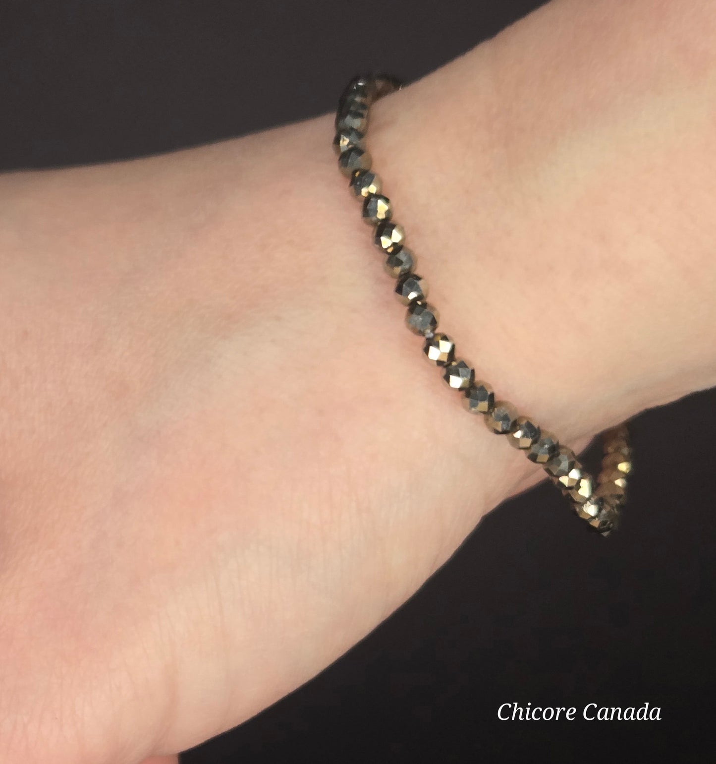 Dainty Faceted Pyrite Bracelet – Refined Elegance in Golden Glow