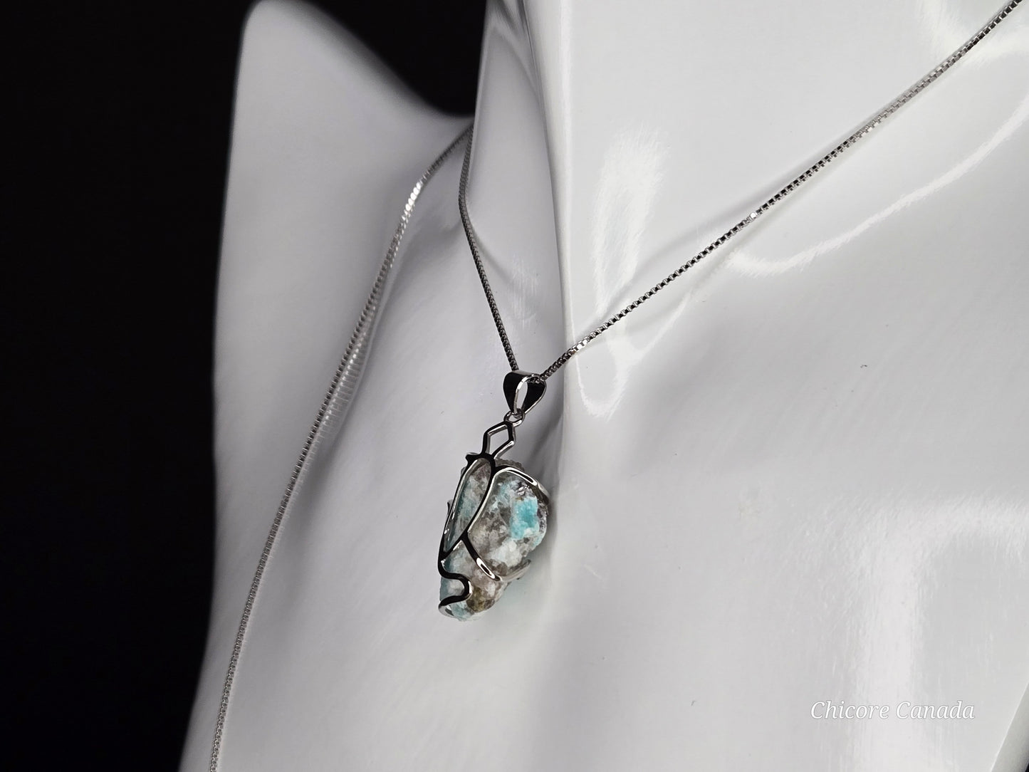 Grace in Blue – Handmade Amazonite Pendant with Adjustable Sterling Silver Necklace