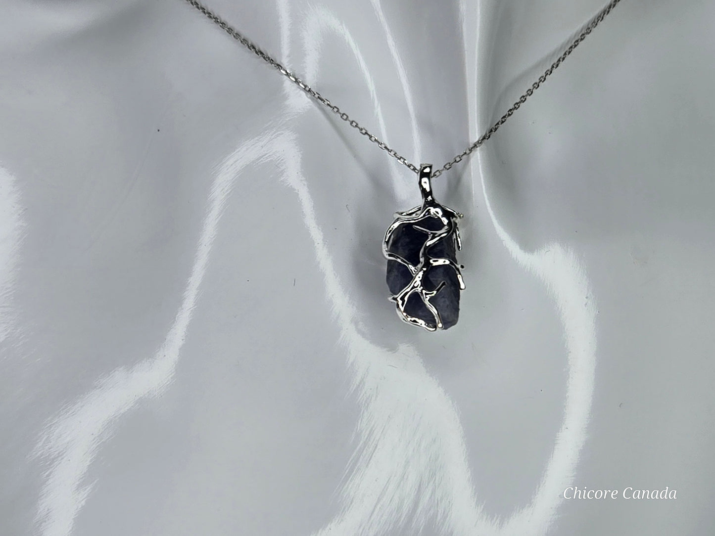 Royal Midnight — Handmade Natural Sapphire Pendant with Adjustable Necklace