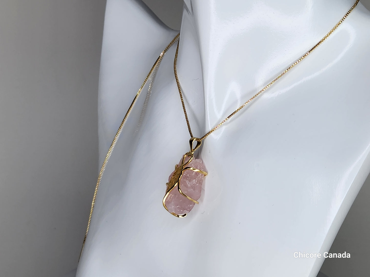 Pendentif en argent sterling 925 avec quartz rose Eternal Love – Un symbole romantique d'élégance intemporelle