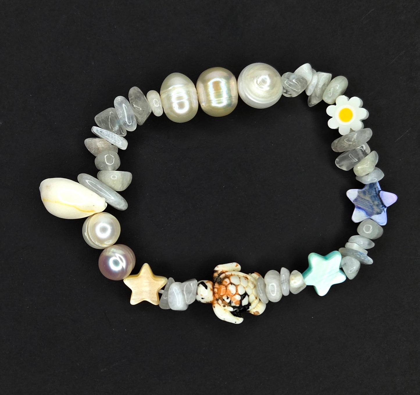 Boho Beach Charm Moonstone Bracelet – Customizable Summer Jewelry