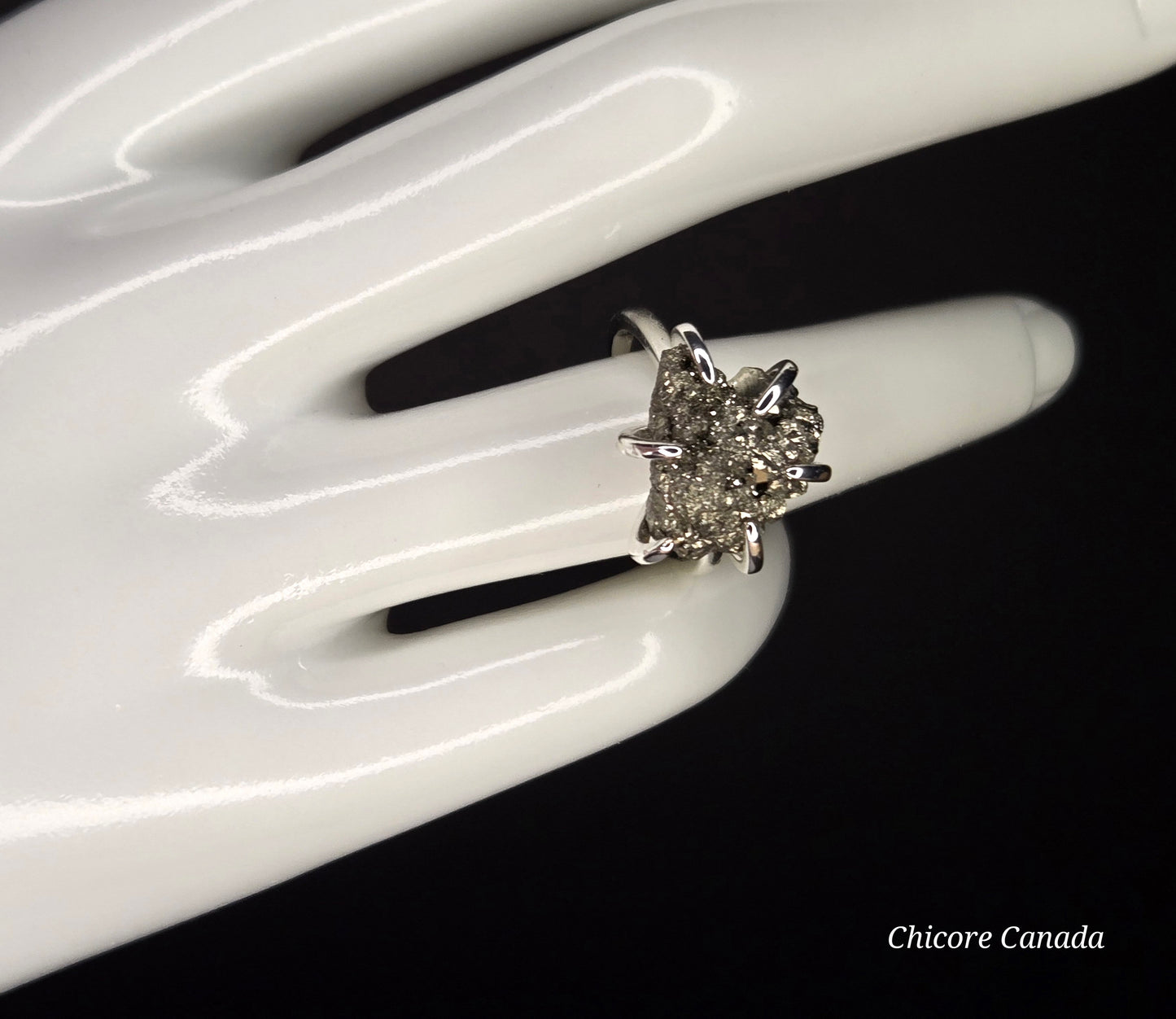 Adjustable Raw Pyrite Statement Ring – Bold Sophistication & Strength