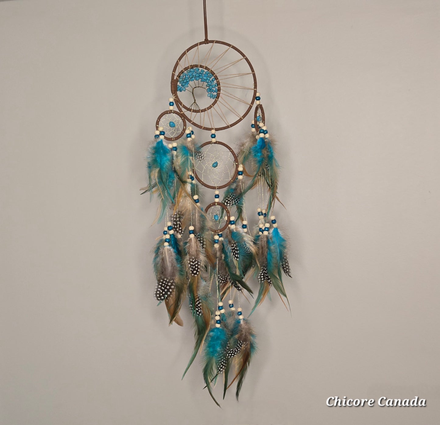 Boho Charm for Peaceful Nights - Handmade Dreamcatcher with Turquoise Stones