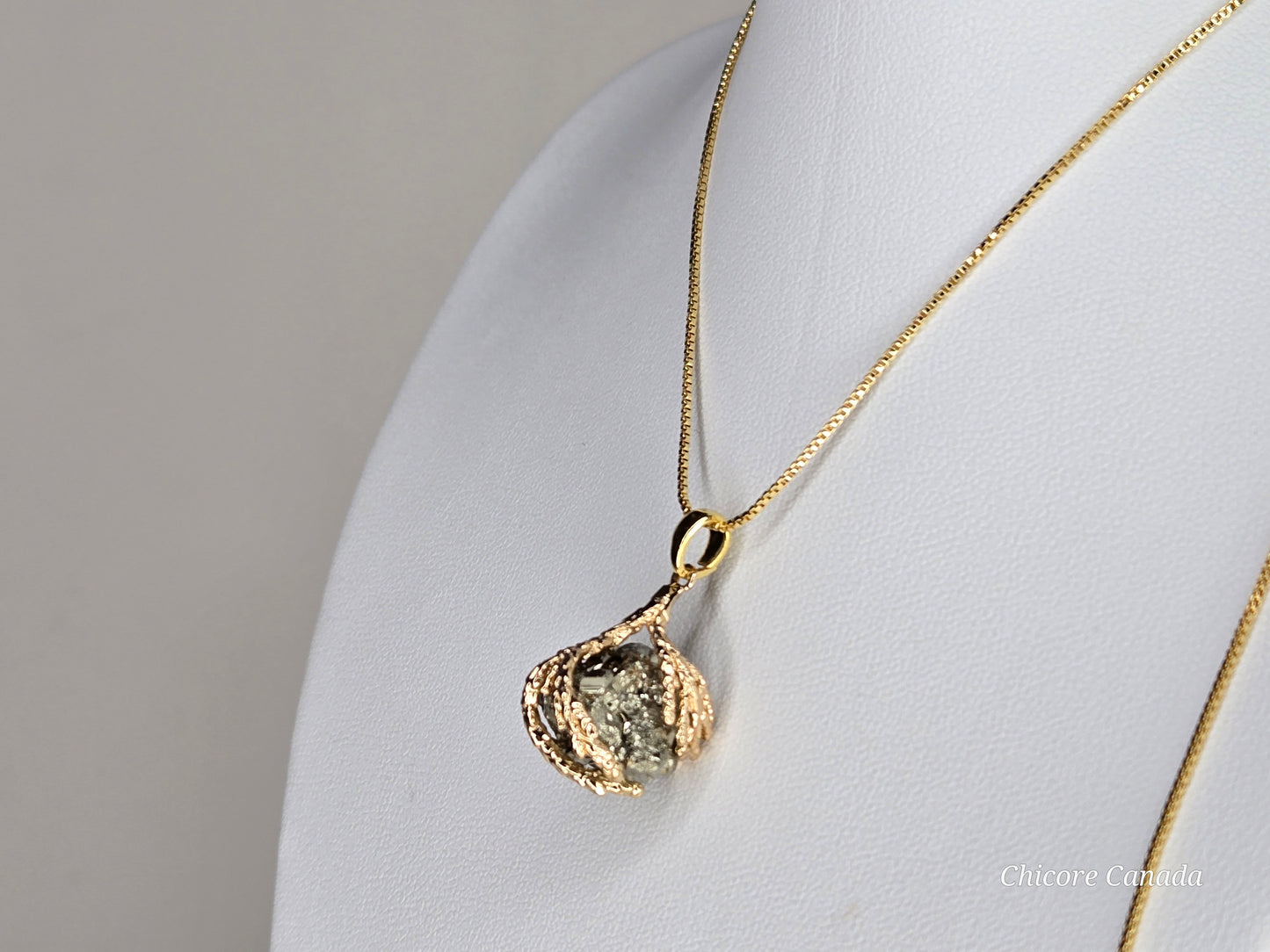 Luxurious Handmade Raw Pyrite Pendant with Adjustable 925 Sterling Silver Necklace