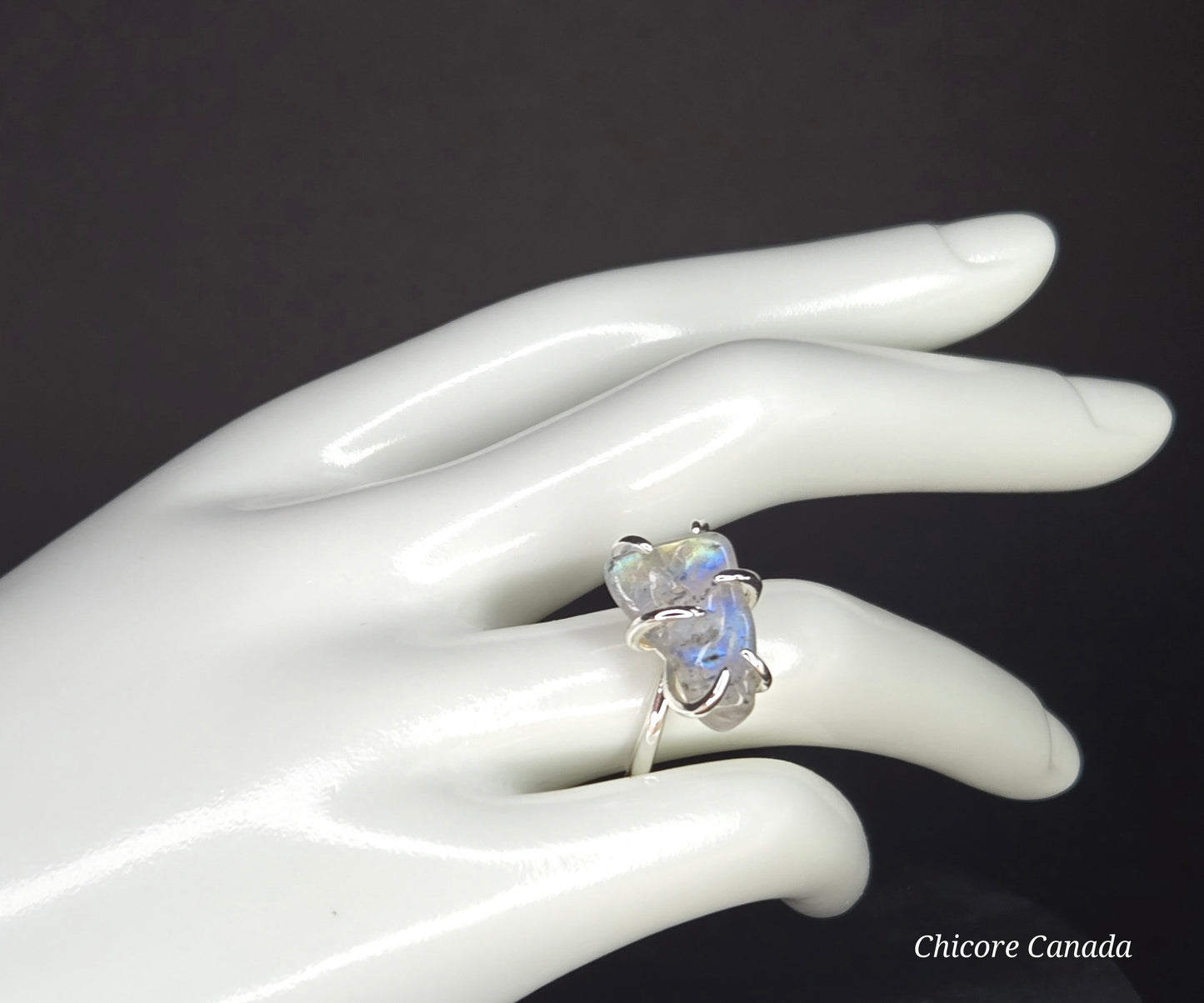 Adjustable Moonstone Ring – Silver Tone