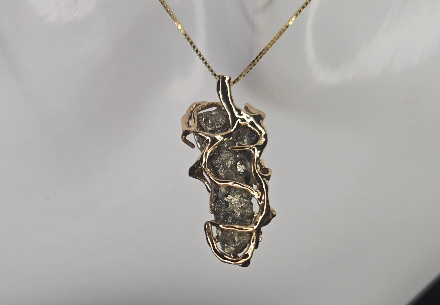 Golden Glow: Raw Pyrite Pendant with Elegant Sterling Silver Chain