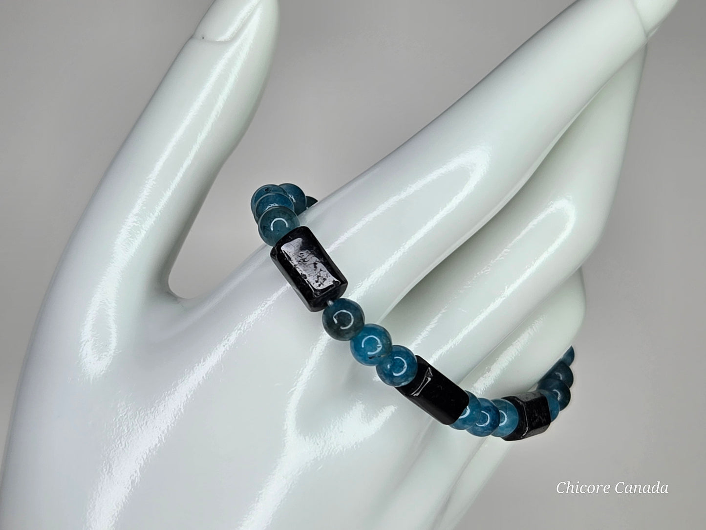 Awaken & Protect – Blue Apatite & Black Tourmaline Bracelet