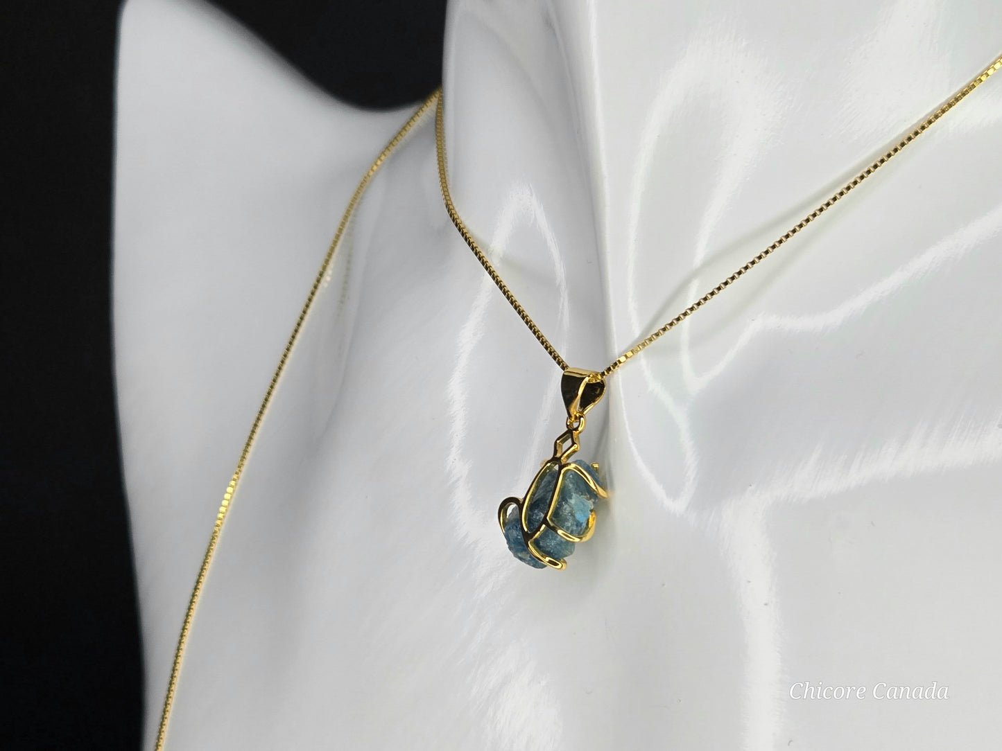 Chic Blue Apatite Pendant on an Adjustable Sterling Silver Chain Necklace