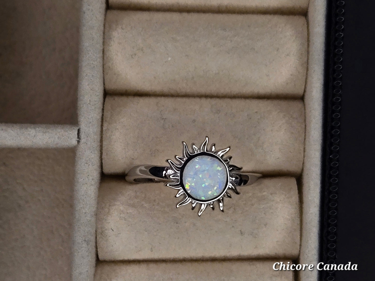 Sun-Shaped 925 Sterling Silver Adjustable Opal Ring – A Radiant Symbol of Strength & Beauty