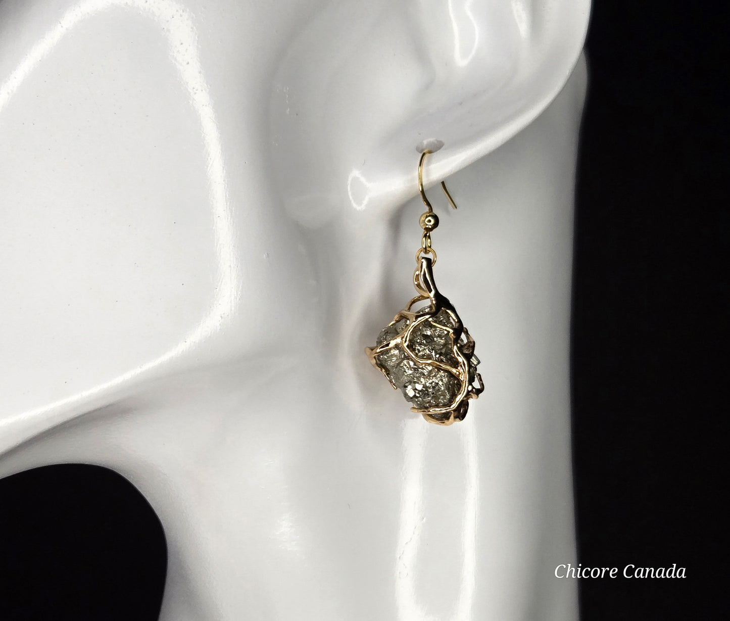 Luxury Handmade Raw Pyrite Earrings – Natural Elegance & Strength