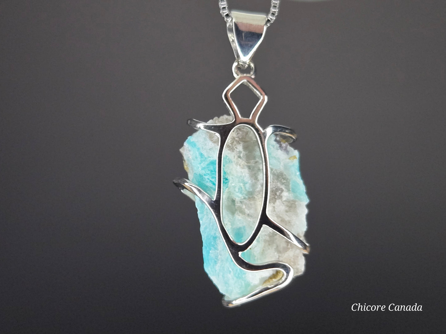 Grace in Blue – Handmade Amazonite Pendant with Adjustable Sterling Silver Necklace