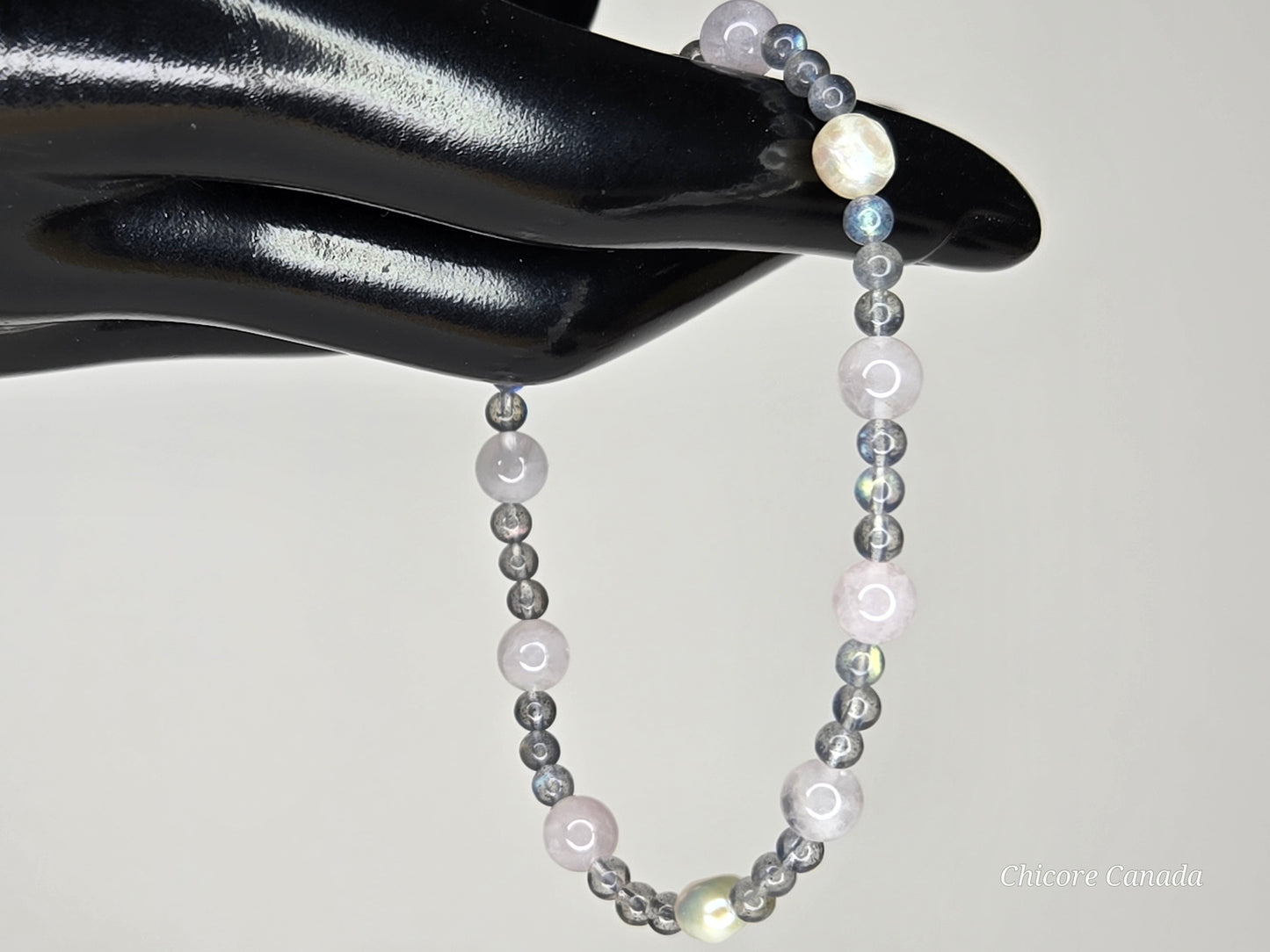 Harmony of the Heart: Moonstone, Rose Quartz & Freshwater Pearl Bracelet