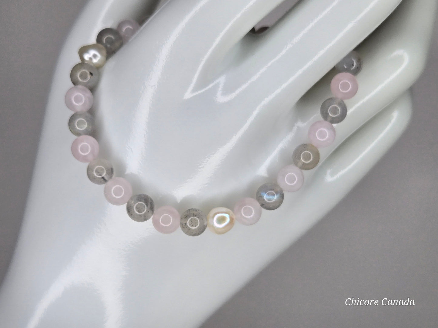 Goddess Radiance – Handmade Bracelet with Moonstone, Rose Quartz & Freshwater Pearls
