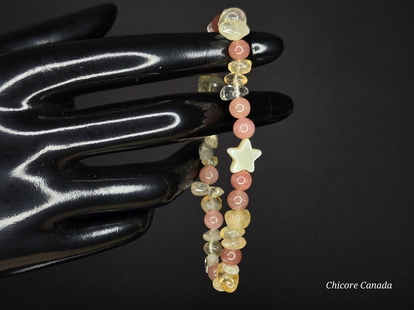 Citrine & Sunstone Bracelet with Macaroon Shell Star – Sunshine on Your Wrist
