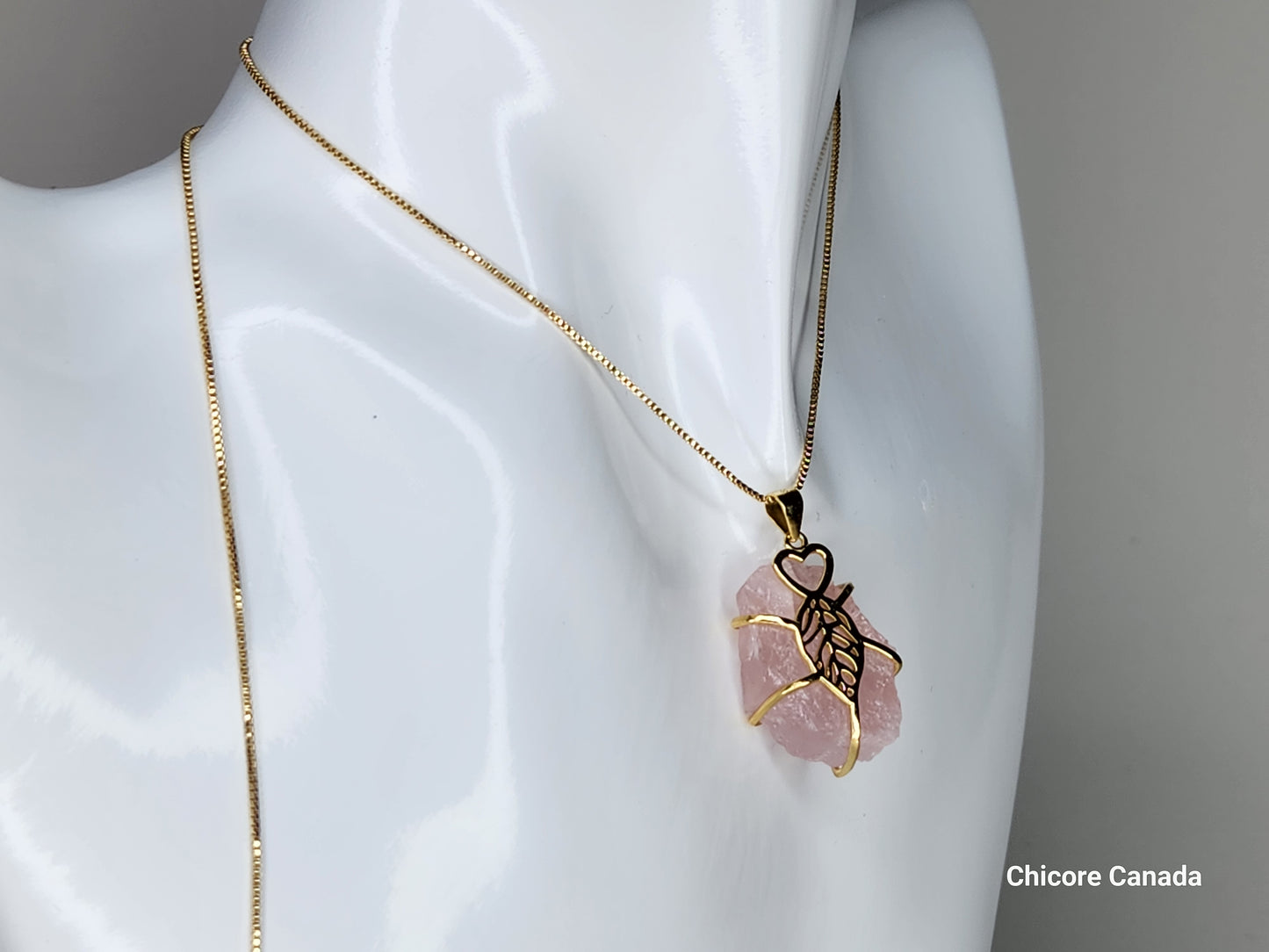 Pendentif en argent sterling 925 avec quartz rose Eternal Love – Un symbole romantique d'élégance intemporelle