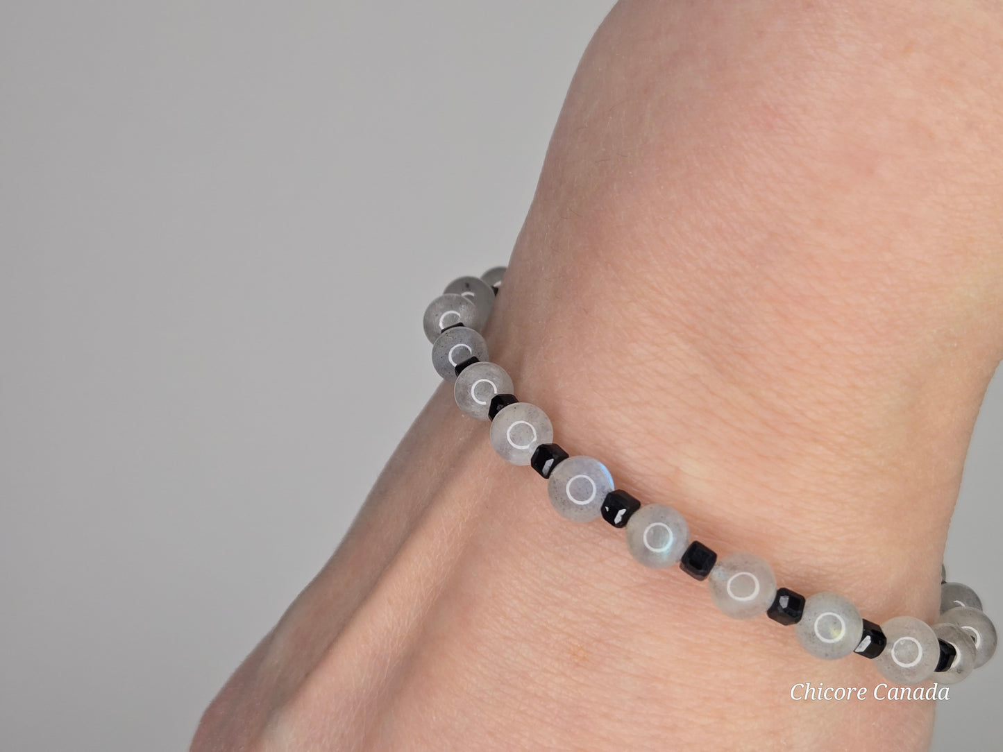 3A Moonstone & Black Tourmaline Handmade Beaded Bracelet – Intuition & Protection