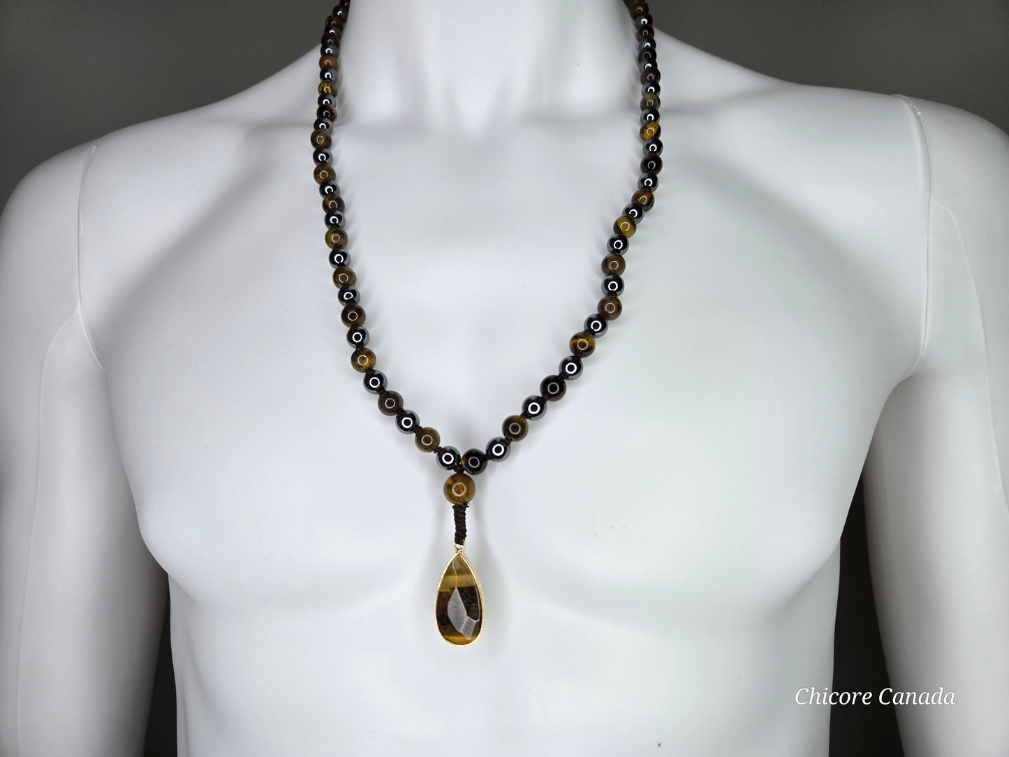 Guardian’s Eye – Men’s Tiger’s Eye, Hematite & Obsidian Protection Necklace