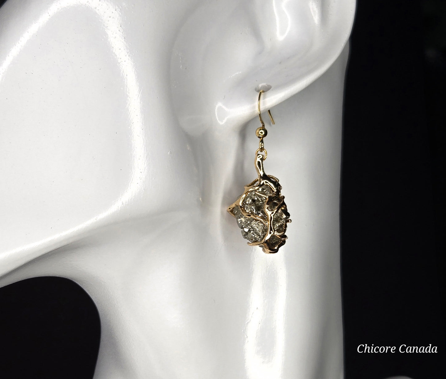 Luxury Handmade Raw Pyrite Earrings – Natural Elegance & Strength
