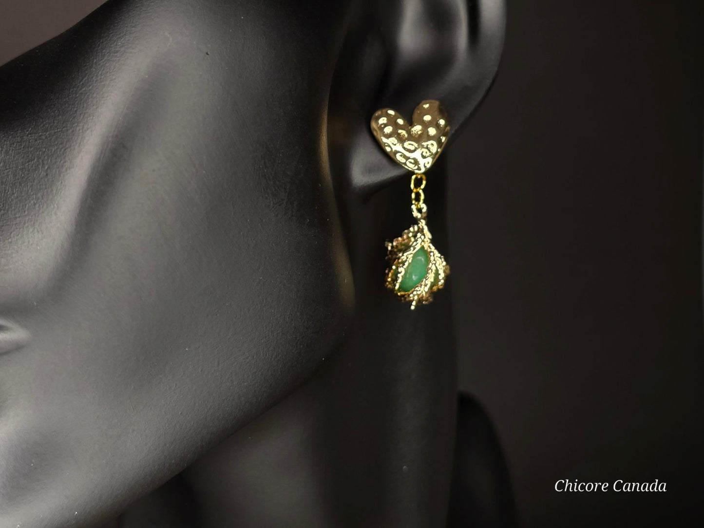 Boucles d'oreilles en jade vert faites à la main : Sérénité élégante