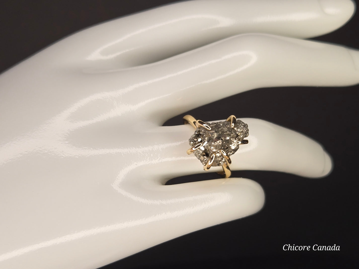 Handmade Raw Pyrite Ring – Bold, Elegant, and Naturally Radiant Statement Jewelry