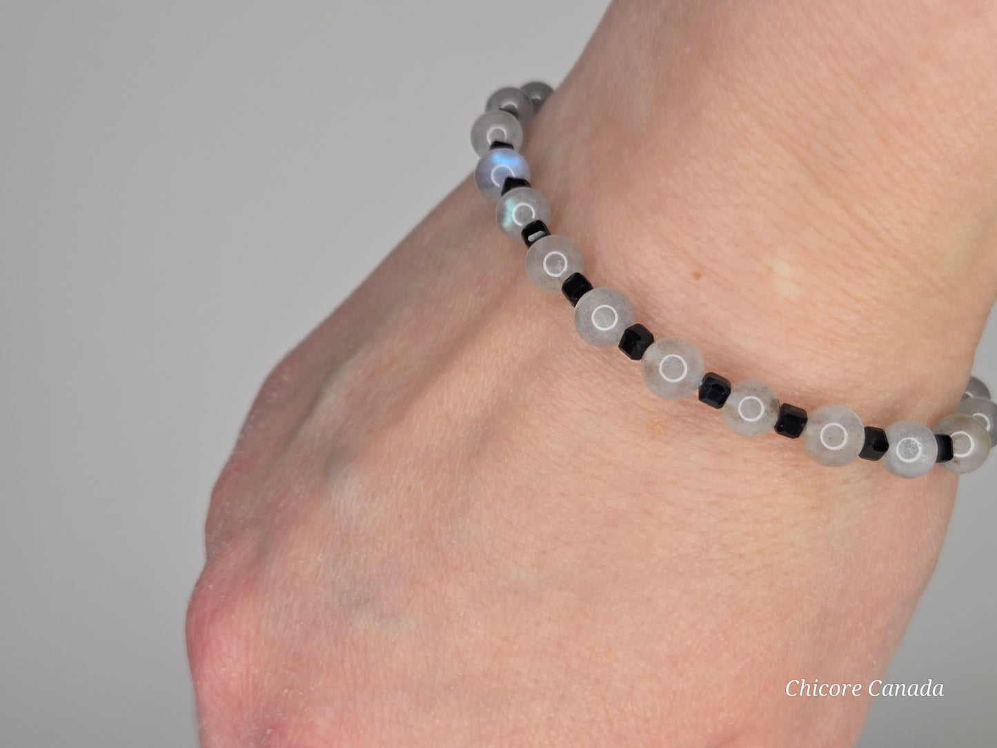 3A Moonstone & Black Tourmaline Handmade Beaded Bracelet – Intuition & Protection