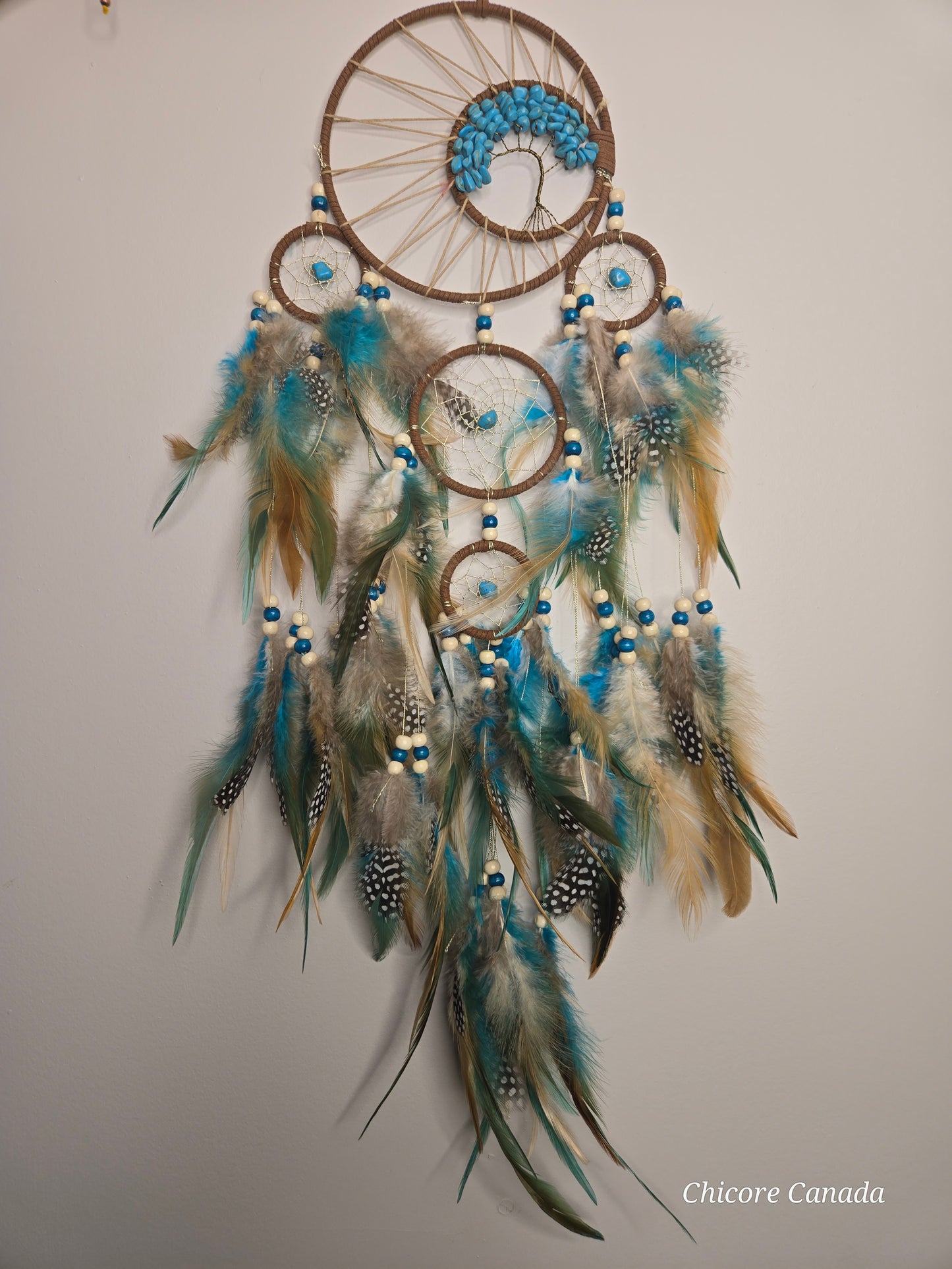 Boho Charm for Peaceful Nights - Handmade Dreamcatcher with Turquoise Stones