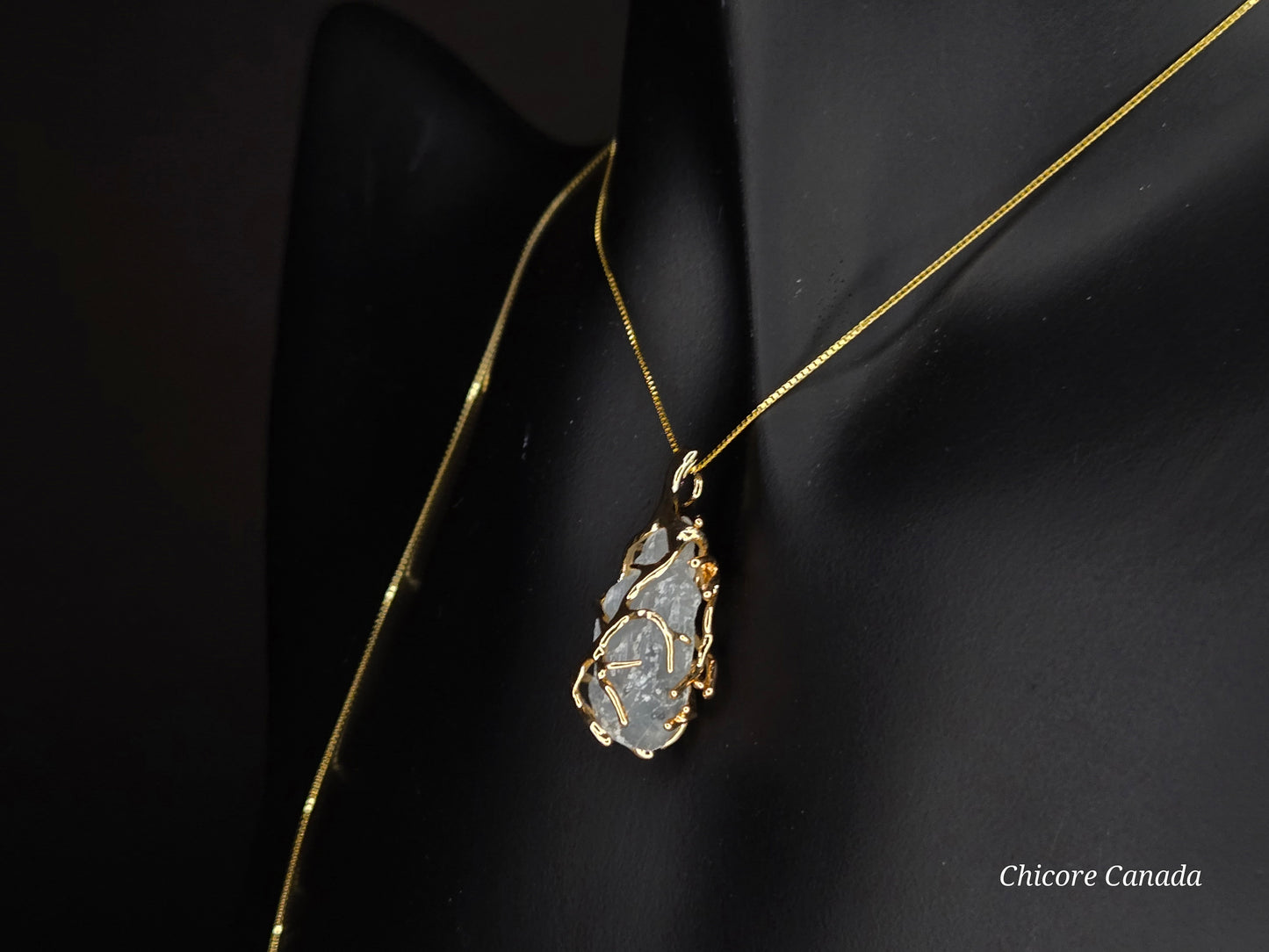 Ethereal Handmade Raw Celestite Pendant with 925 Sterling Silver Adjustable Necklace
