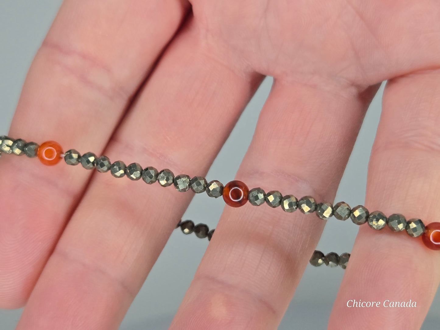 Dainty Pyrite Bracelet with Carnelian Accents – Confidence & Vitality Boost