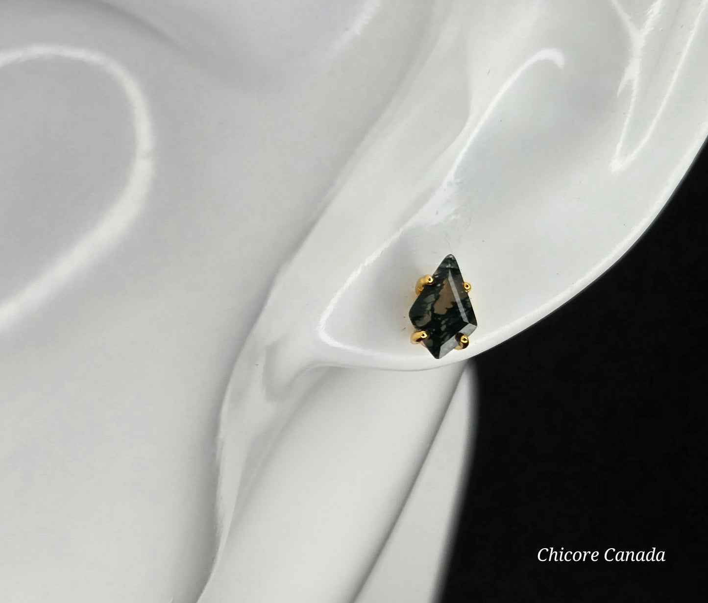 Luxury 925 Sterling Silver Moss Agate Stud Earrings – Timeless Elegance in Two Finishes