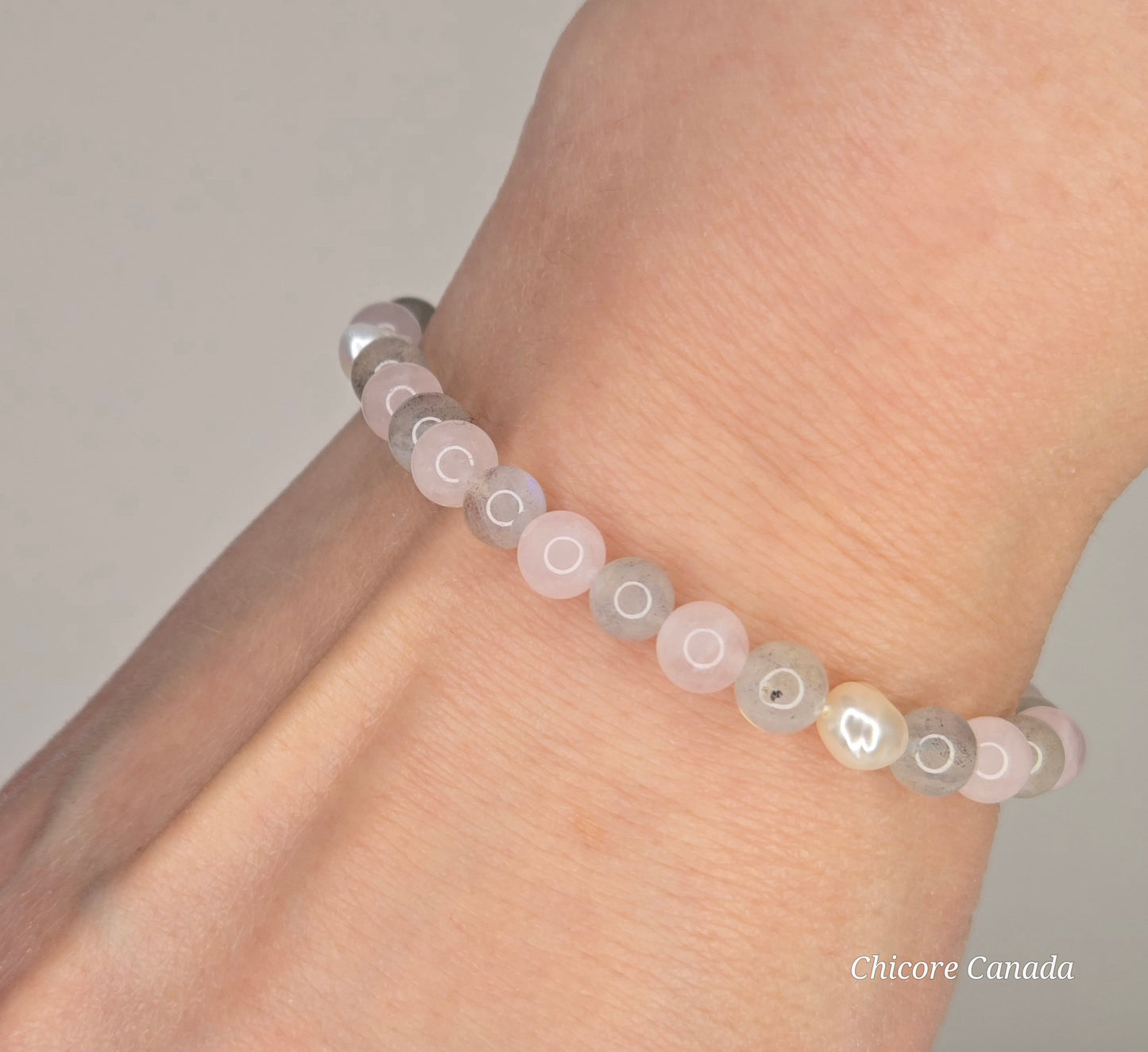 Goddess Radiance – Handmade Bracelet with Moonstone, Rose Quartz & Freshwater Pearls