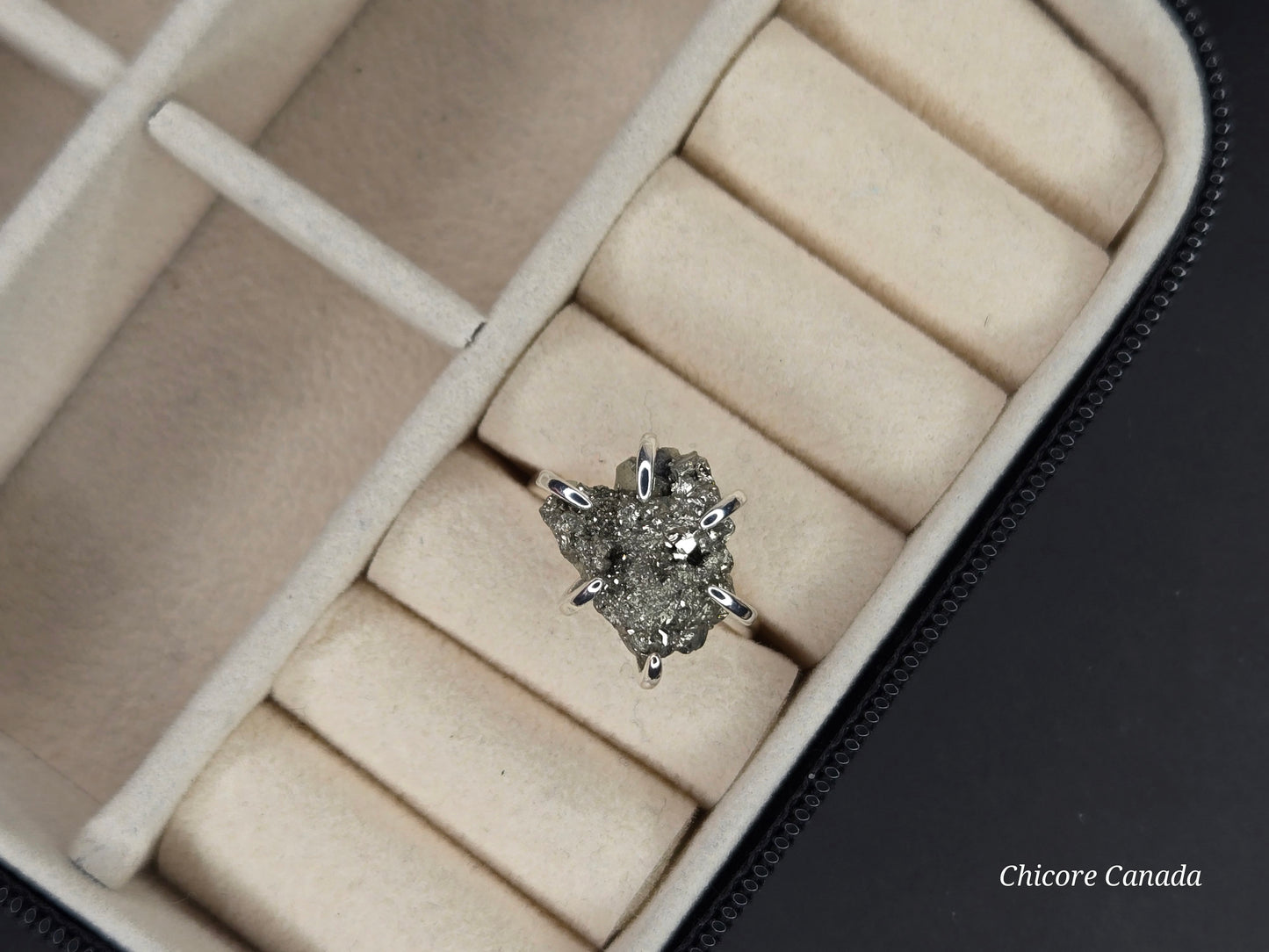 Adjustable Raw Pyrite Statement Ring – Bold Sophistication & Strength