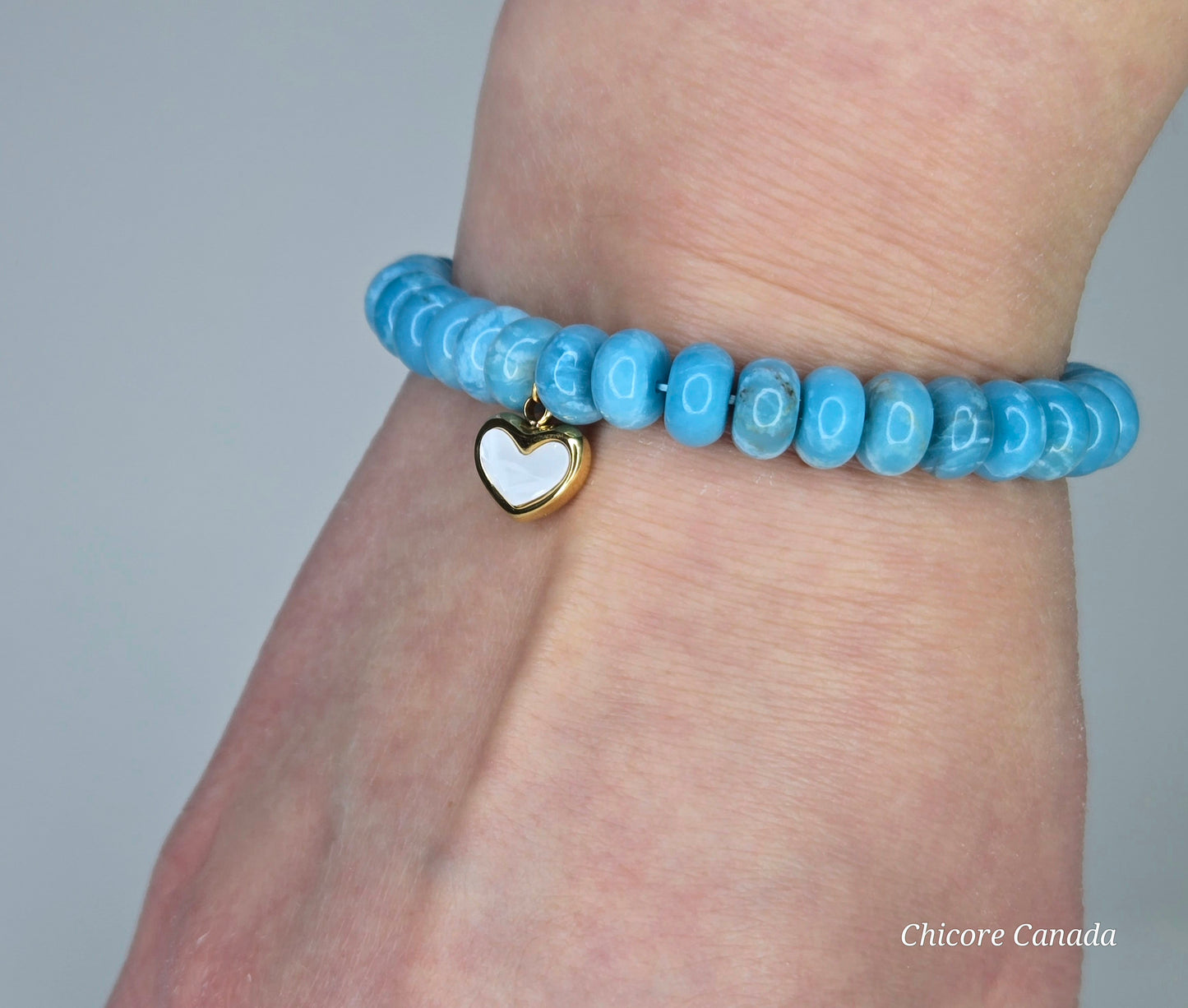 Serene Style –AAA Larimar Bracelet with Heart Charm