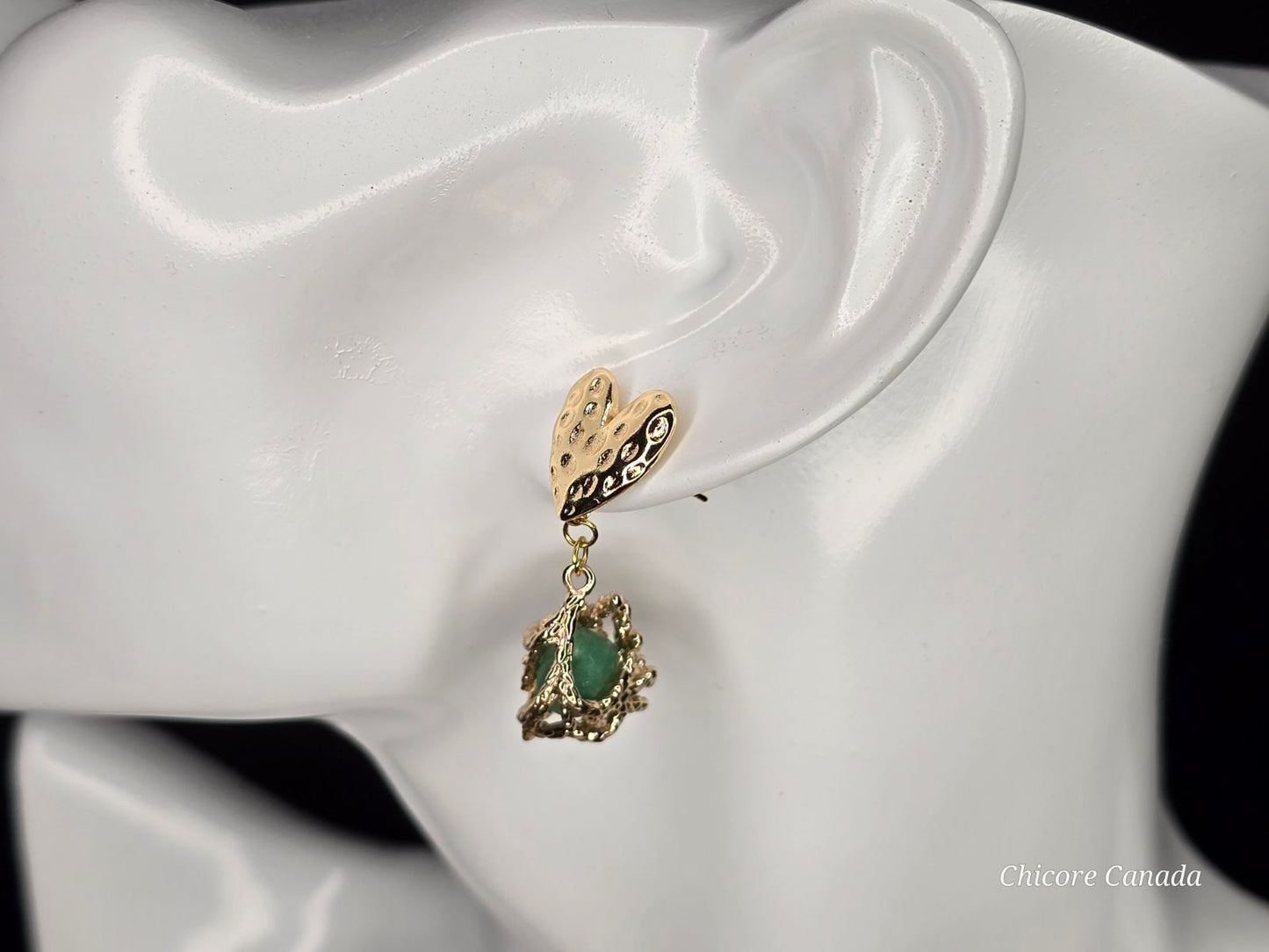 Boucles d'oreilles en jade vert faites à la main : Sérénité élégante