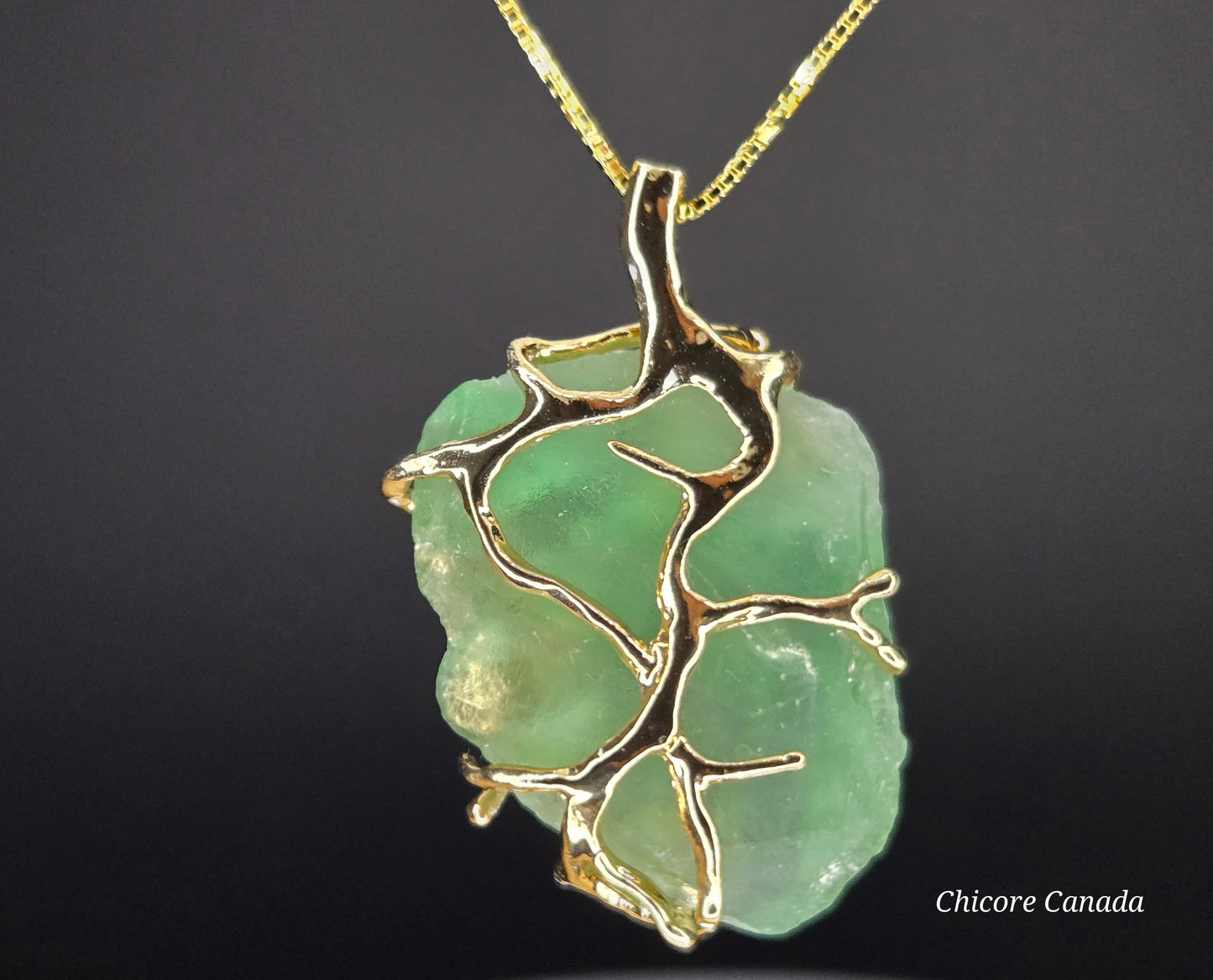 Exquisite Handmade Raw Fluorite Pendant on 925 Sterling Silver Adjustable Necklace