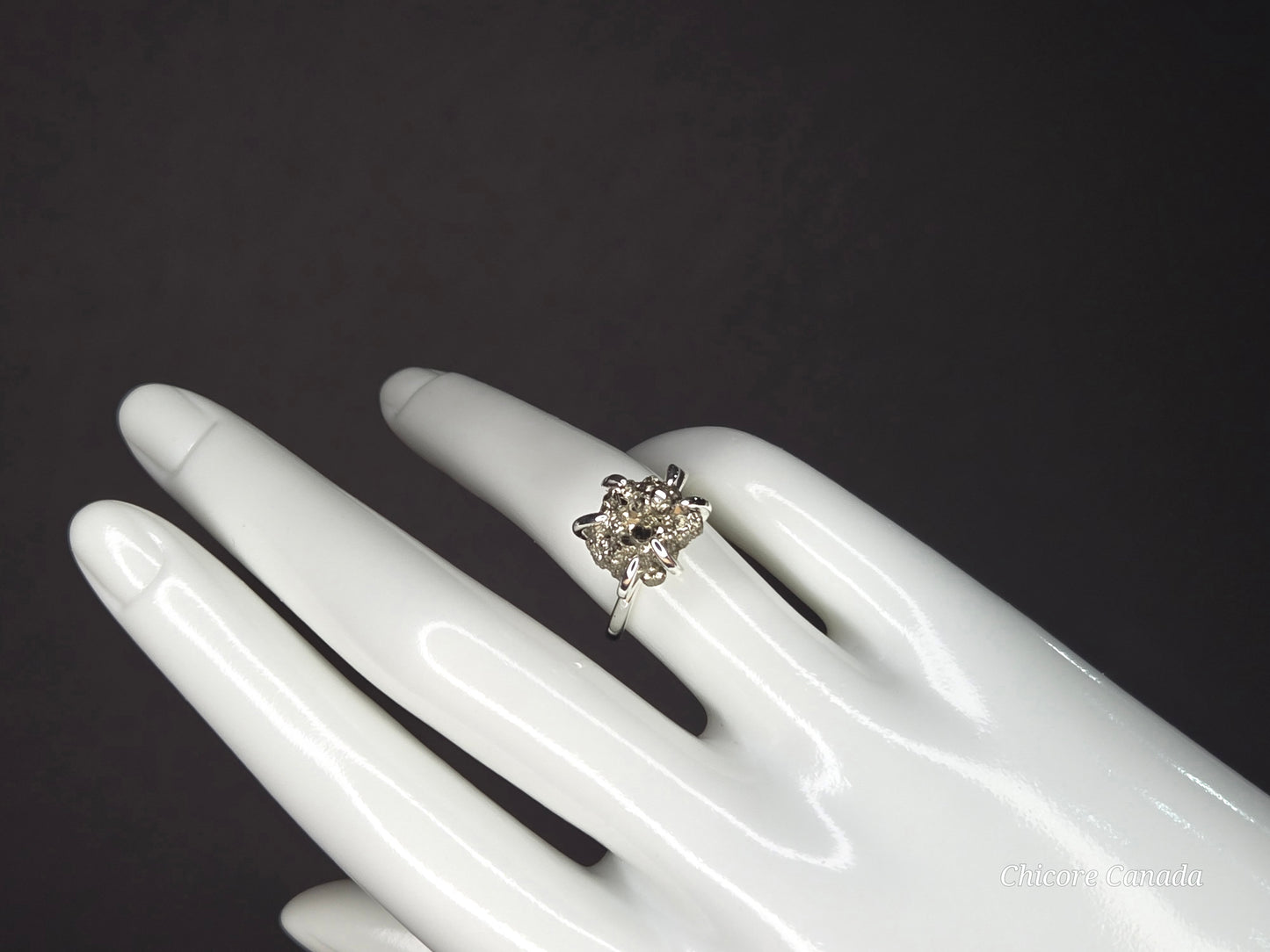 Handmade Adjustable Raw Pyrite Ring – Natural Elegance