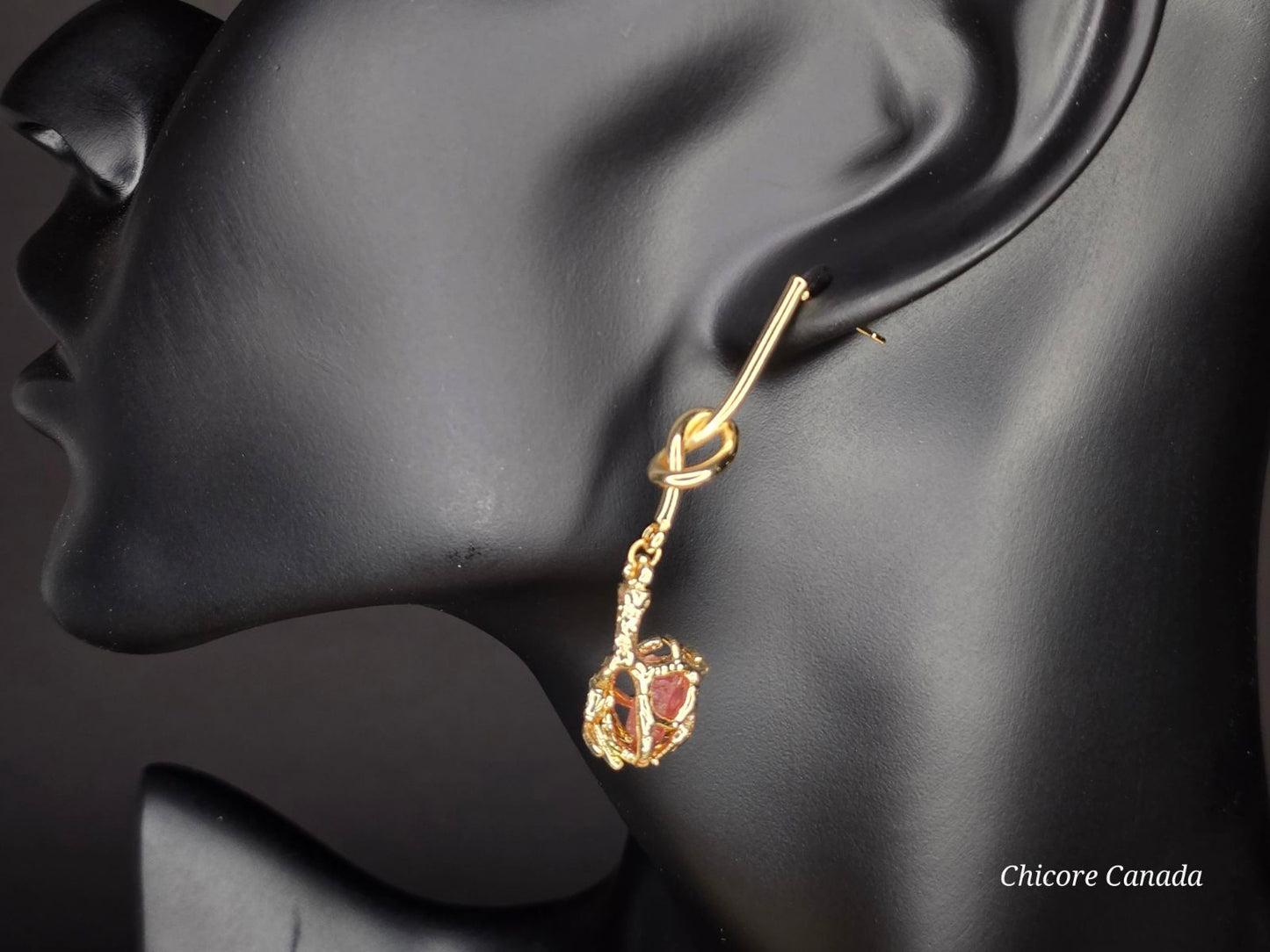 Belles boucles d'oreilles en tourmaline rose