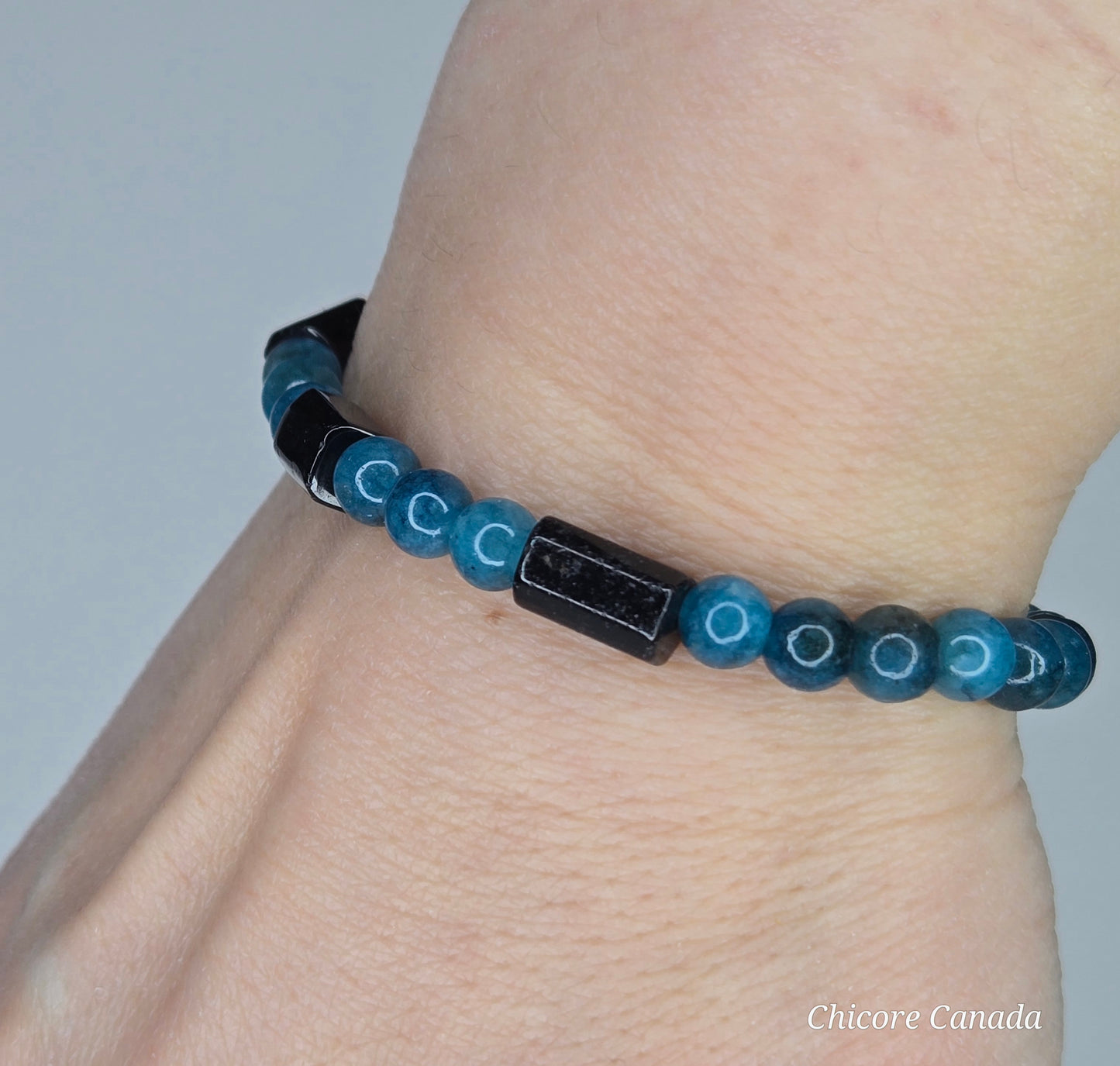 Awaken & Protect – Blue Apatite & Black Tourmaline Bracelet