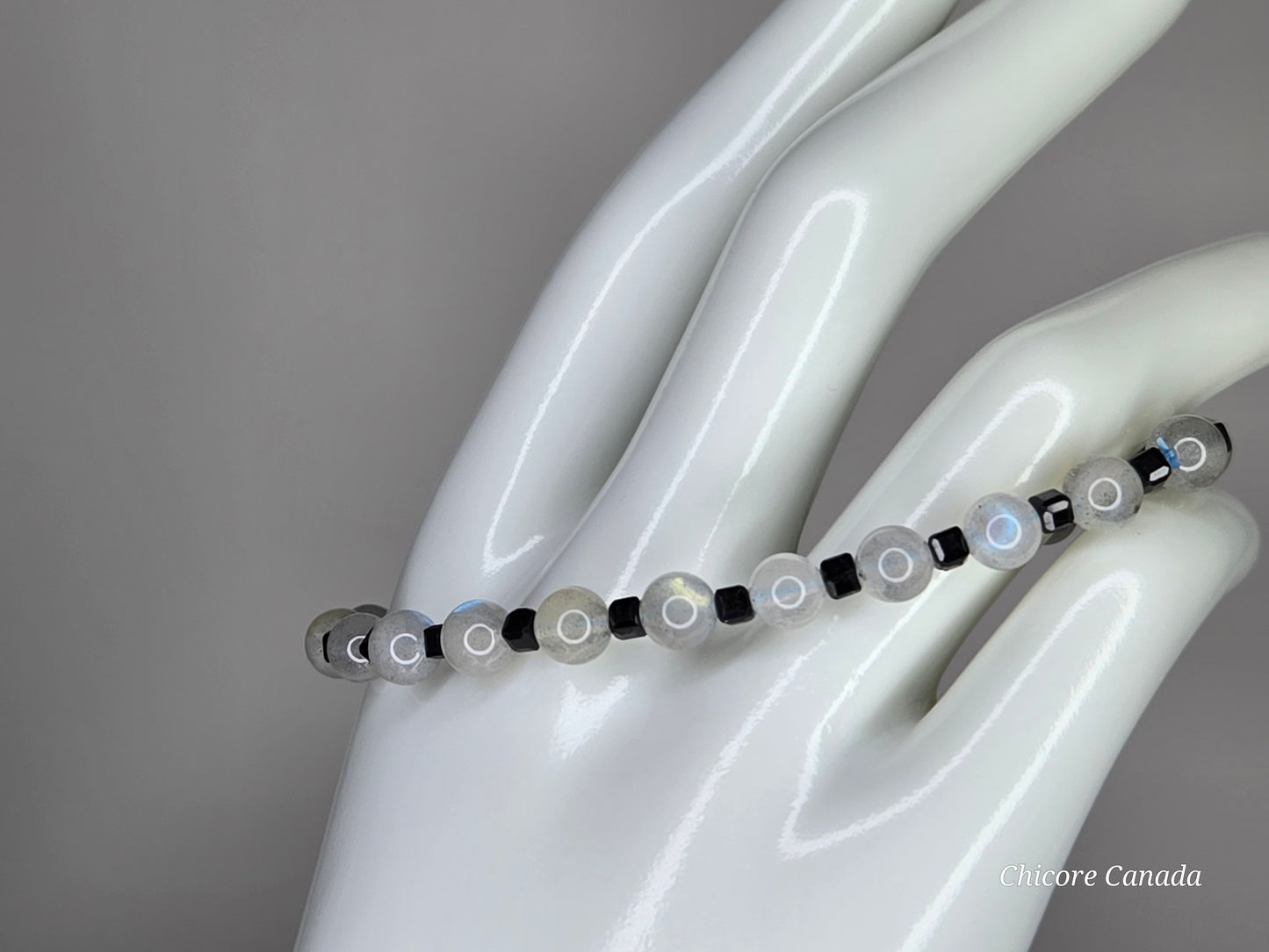 3A Moonstone & Black Tourmaline Handmade Beaded Bracelet – Intuition & Protection
