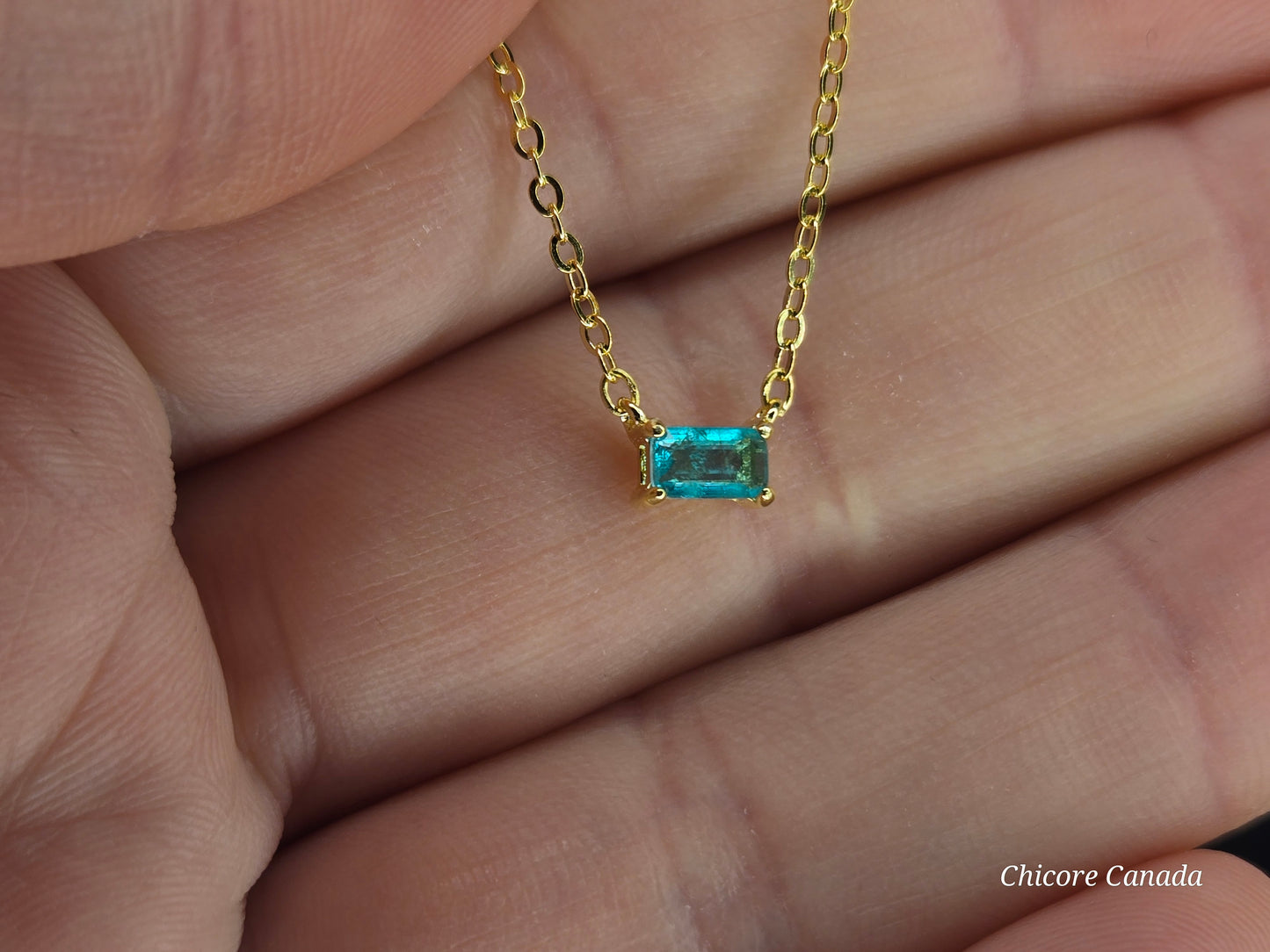 Dainty Paraiba Tourmaline Pendant with 925 Sterling Silver Adjustable Necklace