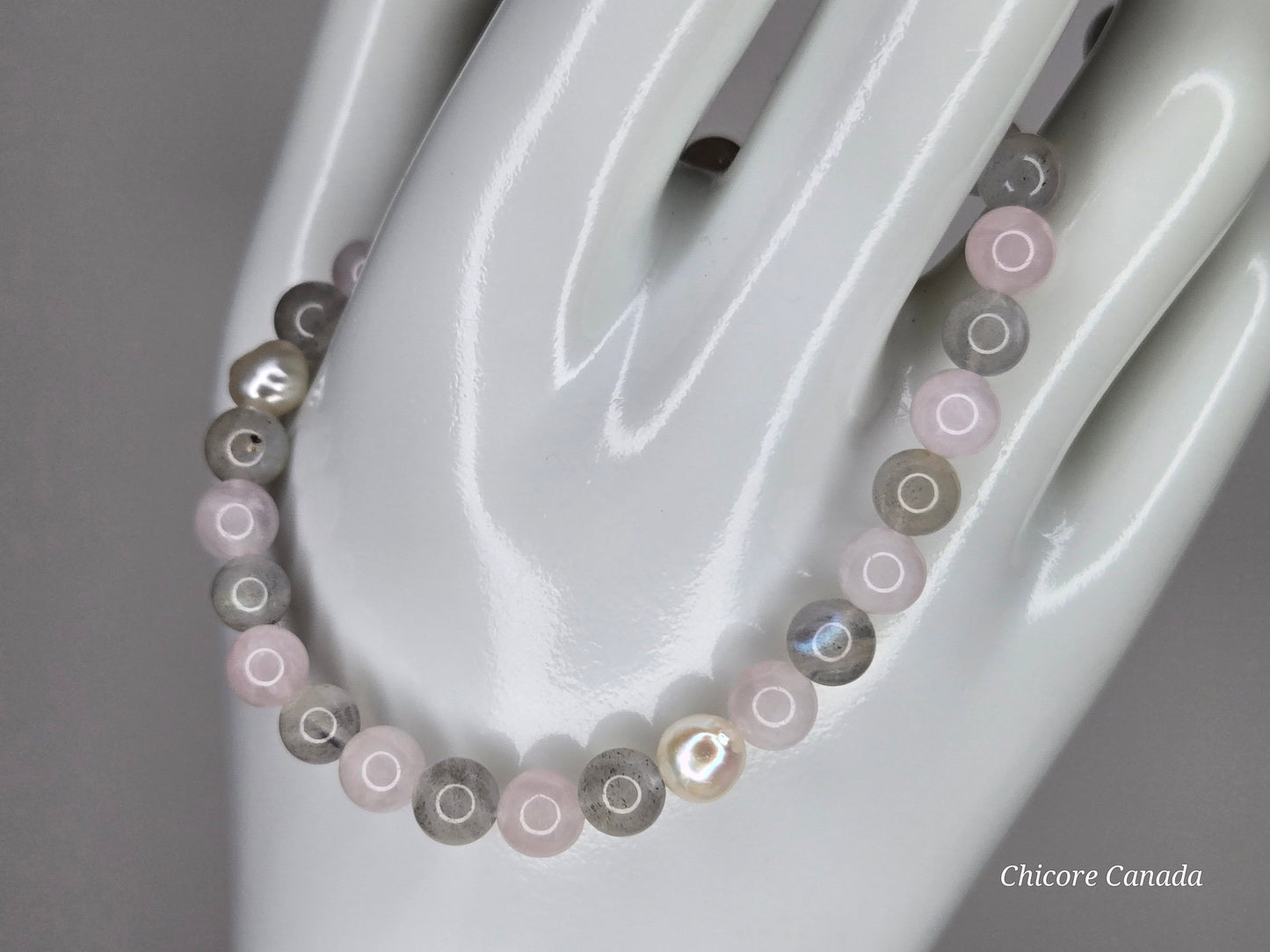 Goddess Radiance – Handmade Bracelet with Moonstone, Rose Quartz & Freshwater Pearls